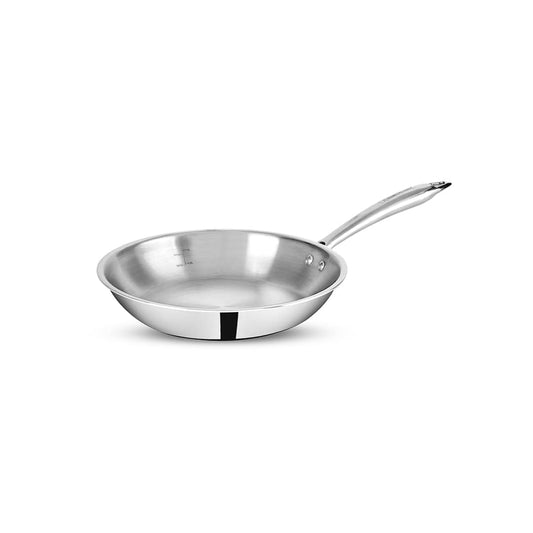 Bergner Argent Junior Chef Triply Stainless Steel Fryapn, Frying Pan, Sturdy and Durable, Mirror Finish, Easy To Clean, Induction Base and Gas Ready, Silver,