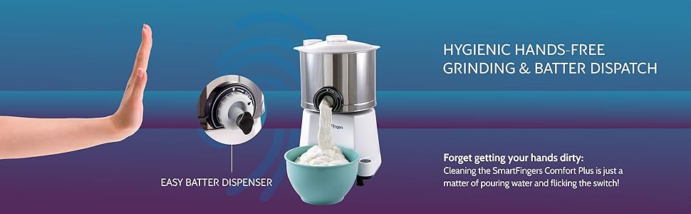 SmartFingers Comfort Plus Table Top magic Wet Grinder 230V 50hz, 2 Liter, White, 2 Stone