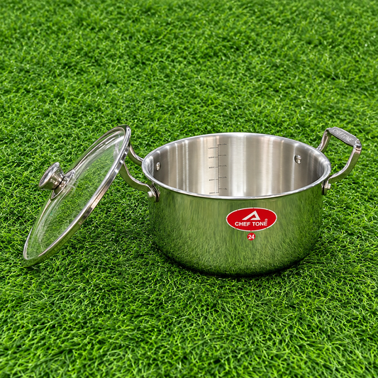 Chef Tone Triply Casserole With SS Wire Handle + Glass Lid Gems Series