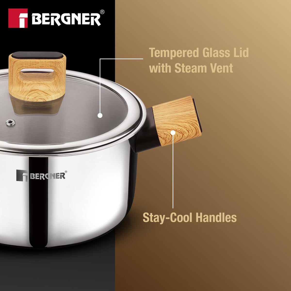 Berger TRI-Oak Casserole With Glass Lid