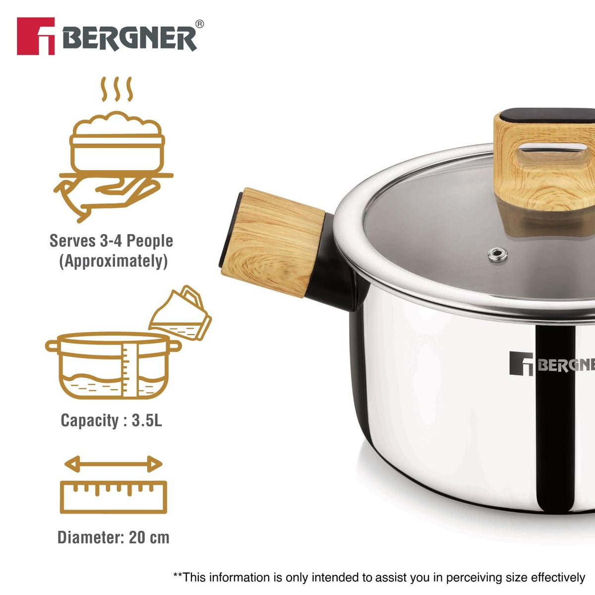 Berger TRI-Oak Casserole With Glass Lid