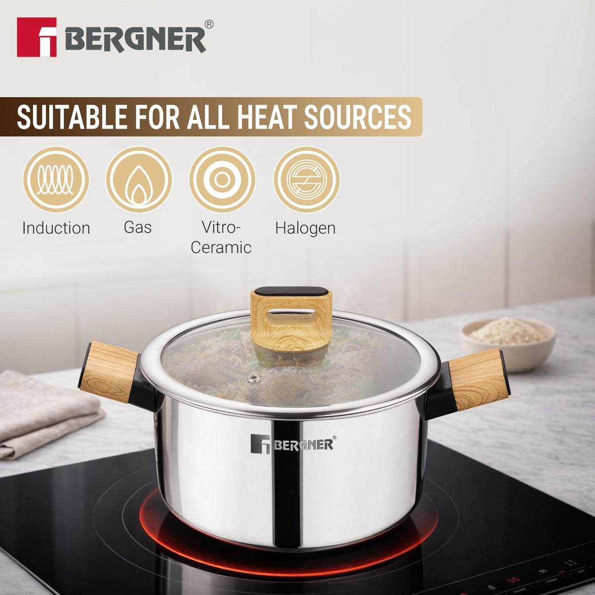 Berger TRI-Oak Casserole With Glass Lid