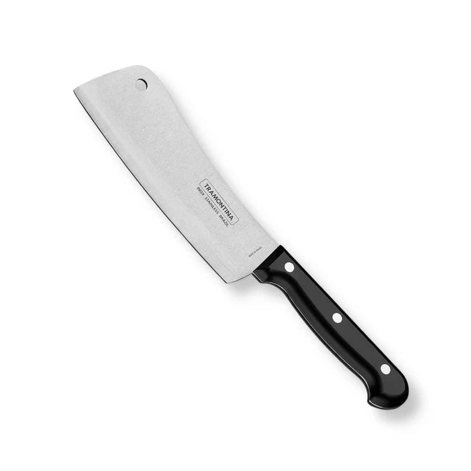 Tramontina 6-Inch Cleaver Knife | Ultra Sharp Stainless Steel Meat Chopper with Antimicrobial Black Handle