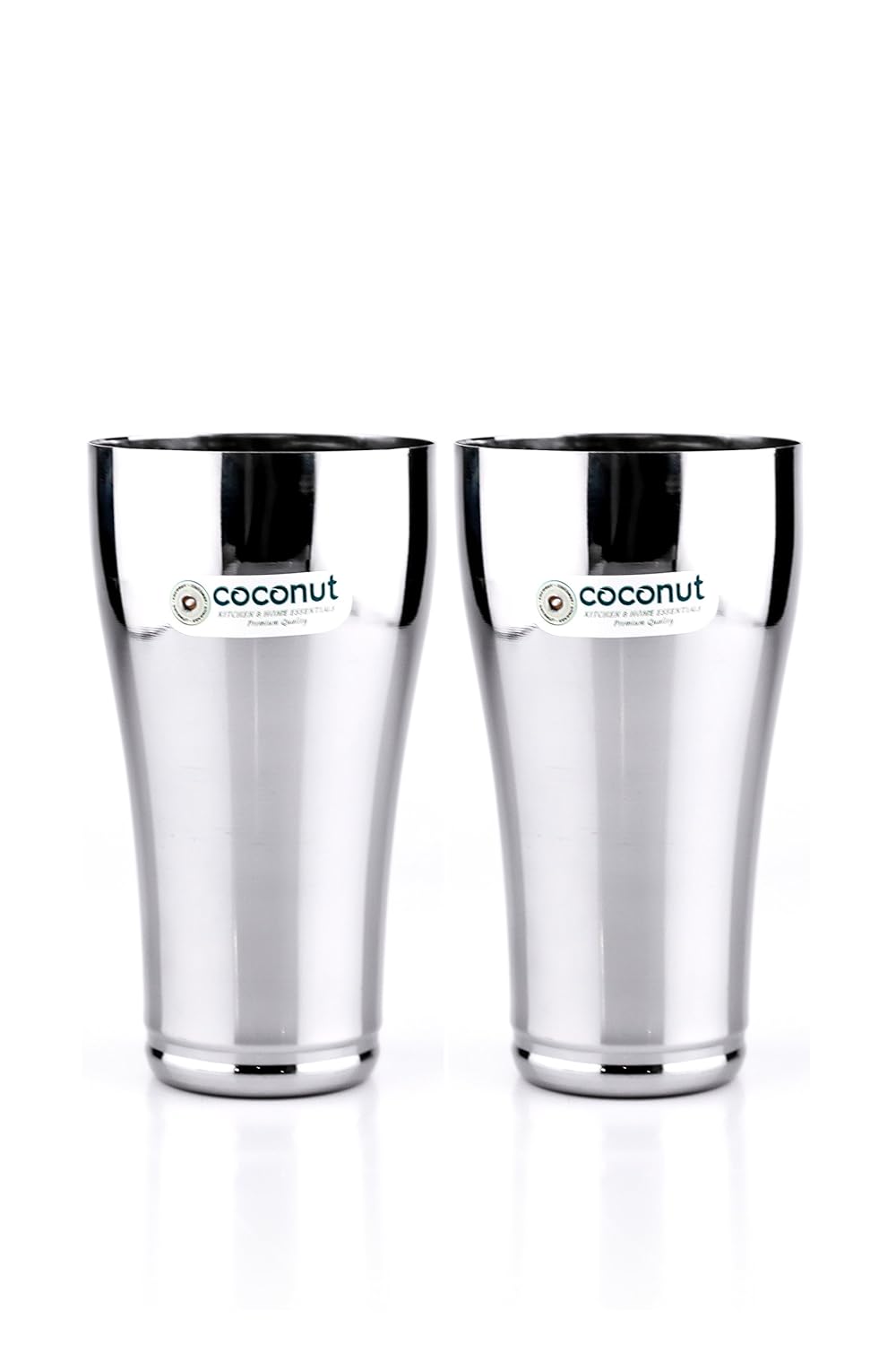 Coconut Stainless Steel Jumbo Lassi Glasses - Set of 2 (650ml Each), Multipurpose Steel Water Glass, Dual matt and Gloss Finish on The Glass