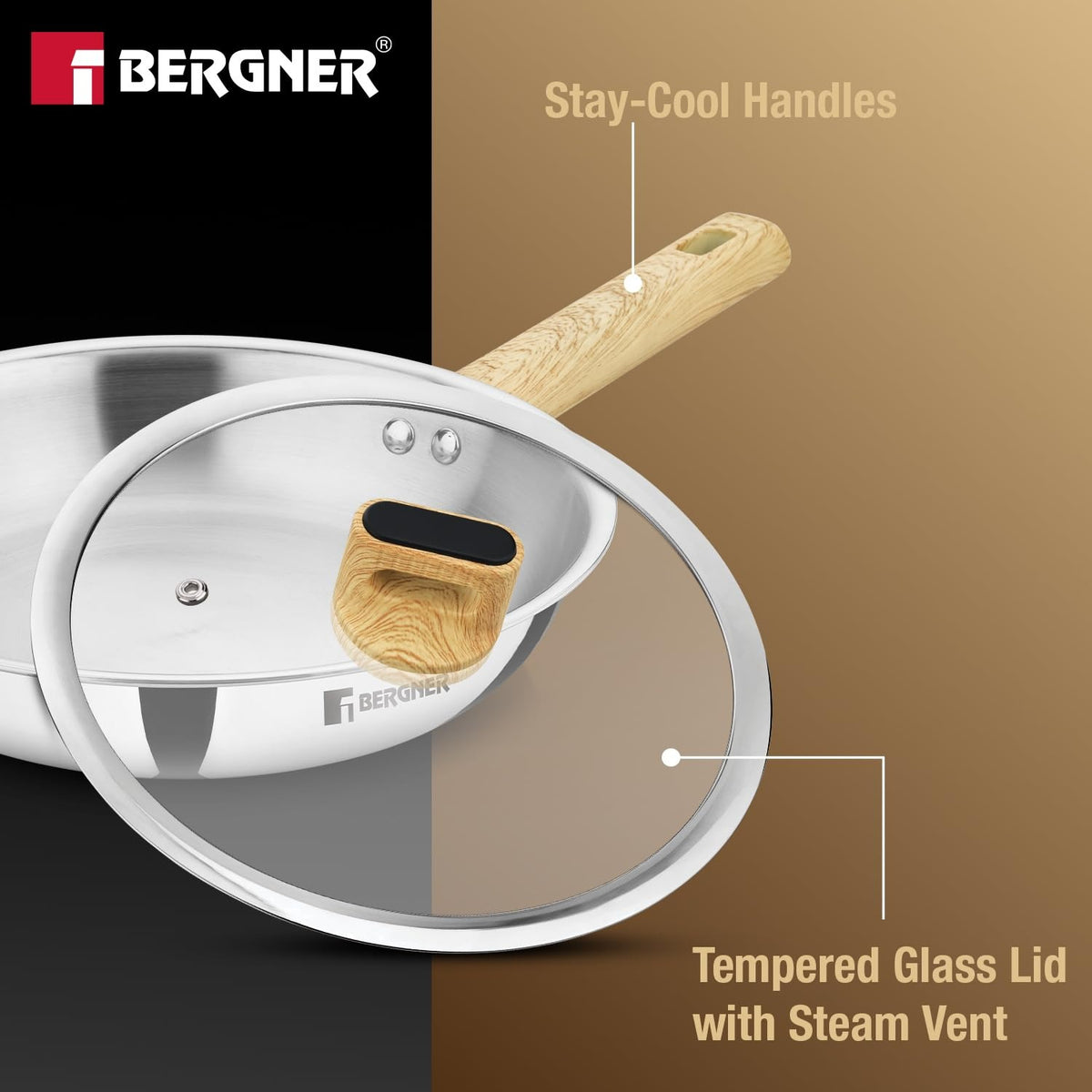Berger TRI-Oak Deep Frypan With Glass Lid
