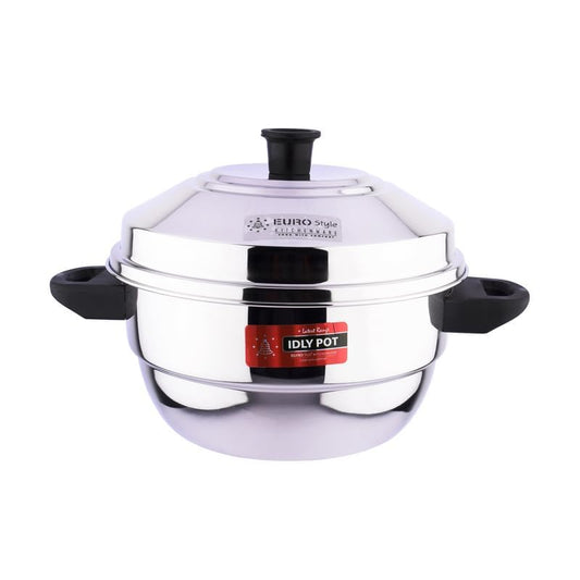 Eurostyle Compact 12 Supreme Heavy Stainless Steel Idly Pot Cookware for Idli, Idiyappam, Dhokla & Vegetable Steamer 3 Idly Plates (12 idlis) 1 Mini Idly Plate & 1 Steamer Plate (EUS_Comp_12_Sup)