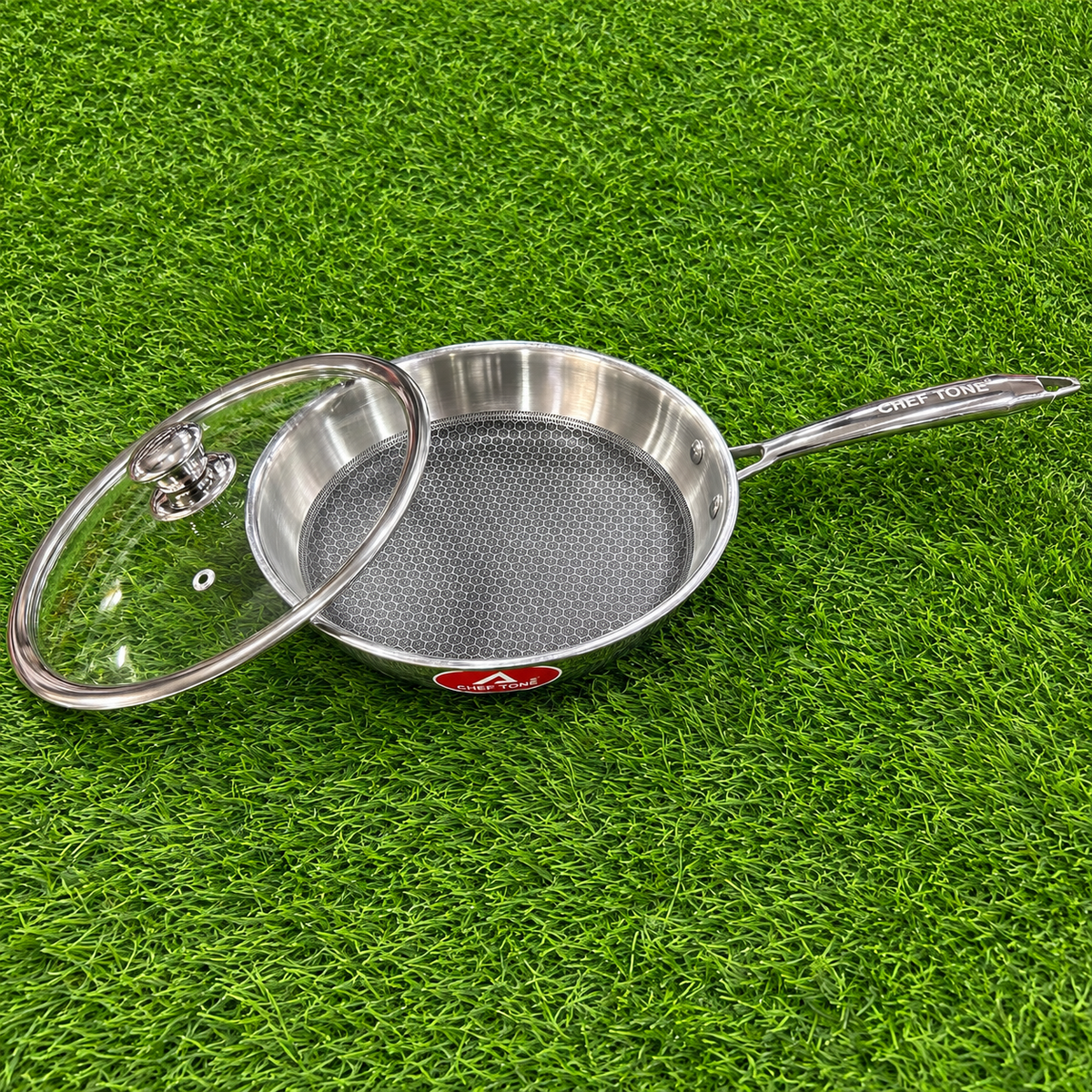 Chef Tone Triply HC Fry Pan With Glass Lid Hexa Series