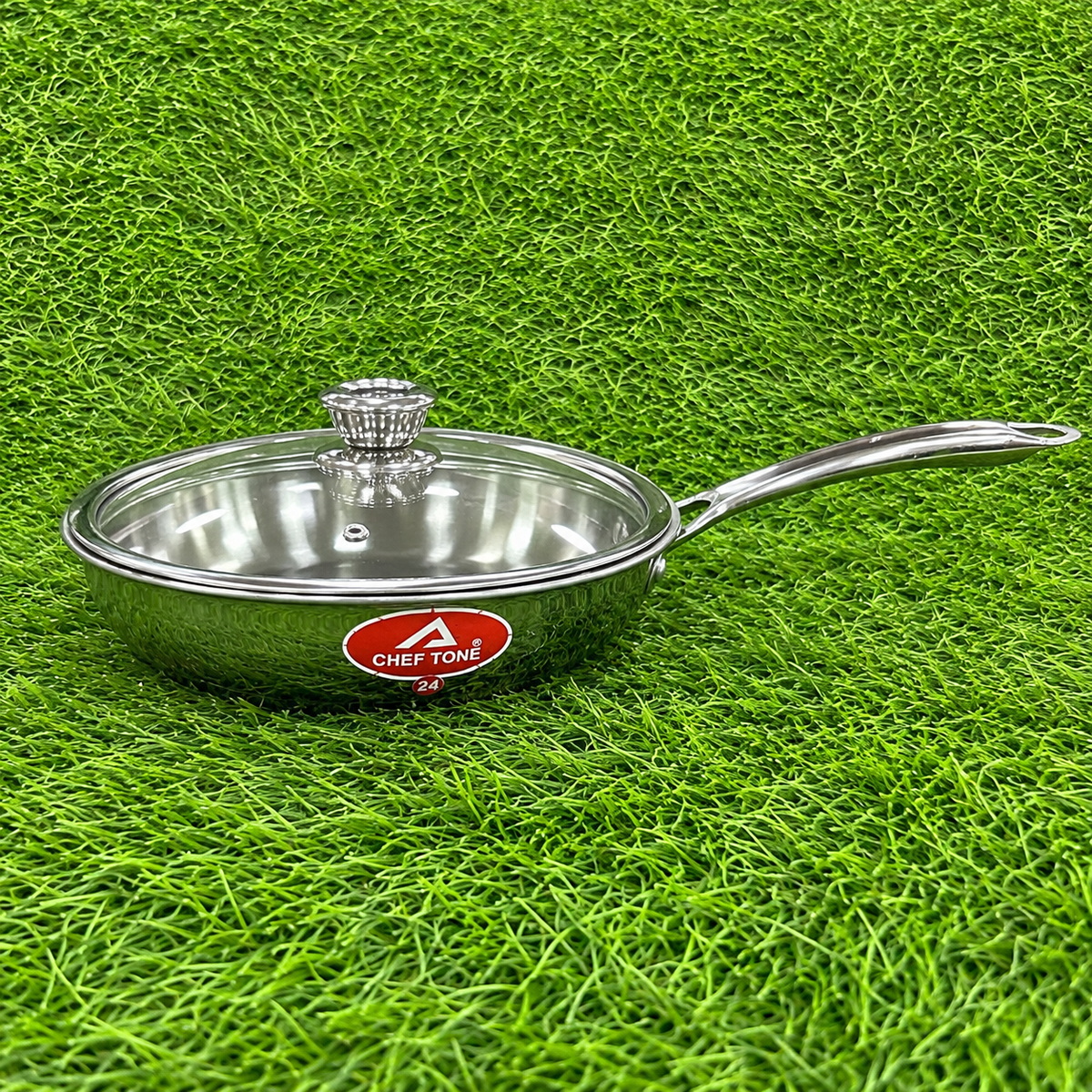 Chef Tone Triply HC Fry Pan With Glass Lid Hexa Series