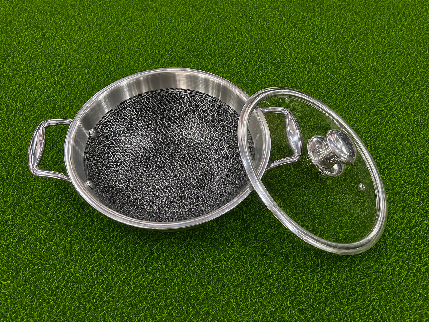 Chef Tone Triply HC Kadhai With Glass Lid Hexa Series