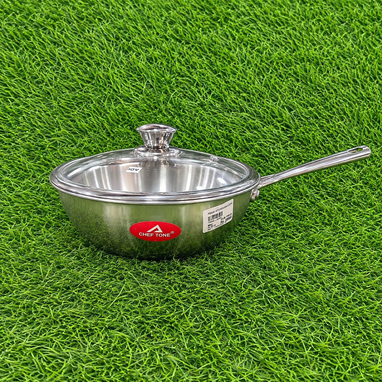 Chef Tone Triply HC Wok With Glass Lid Hexa Series