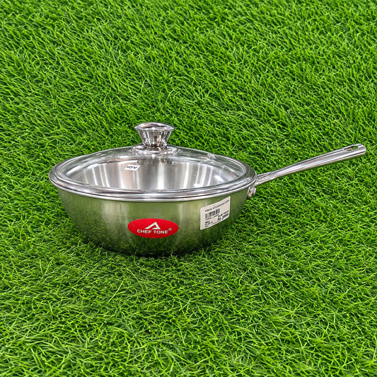 Chef Tone Triply HC Wok With Glass Lid Hexa Series