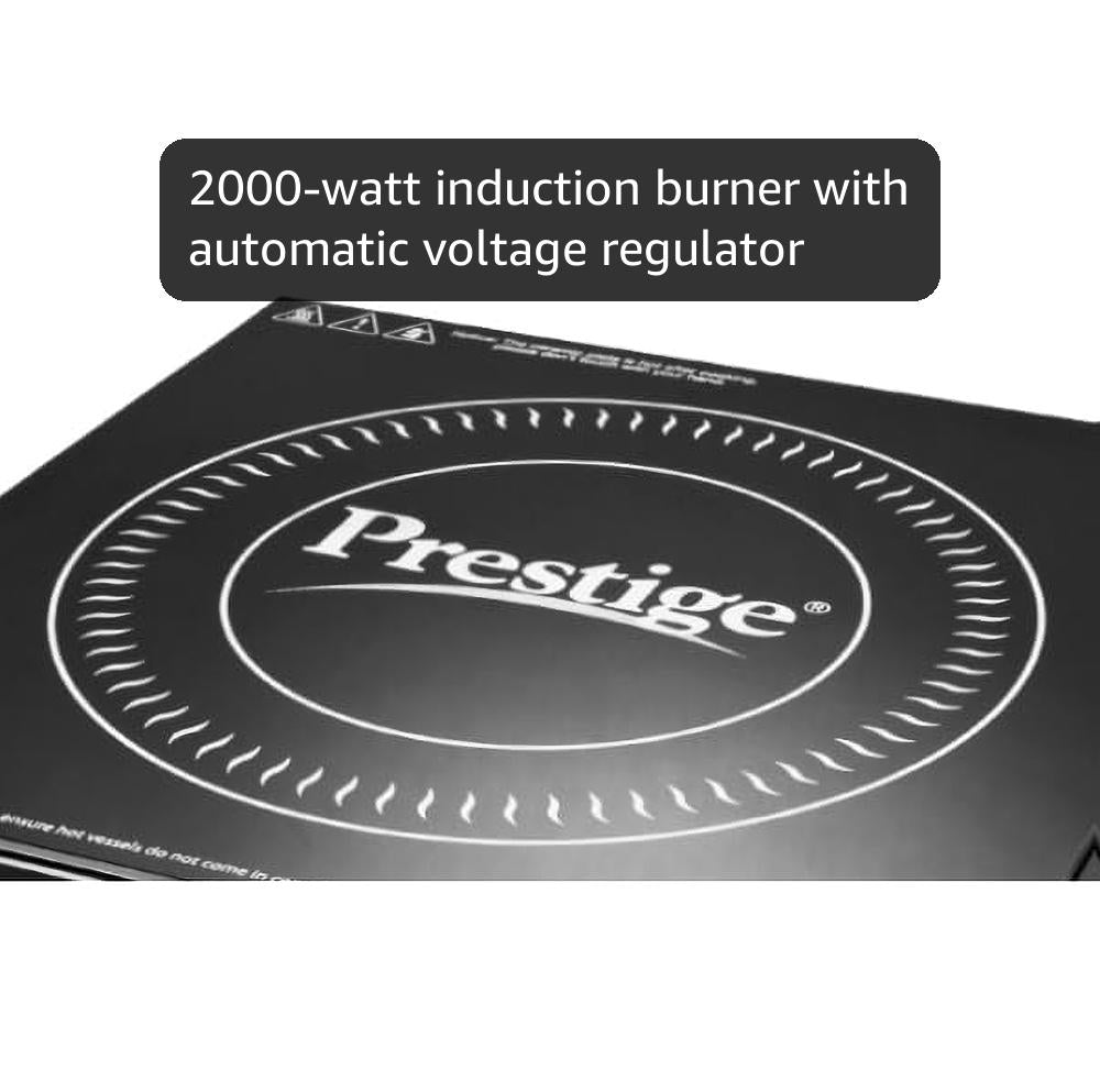 Prestige PIC 16.0 Plus 2000 Watts Induction Cooktop | 4KV Surge Protection | 8 Preset Indian Menu Option with Timer | Soft Touch Button | Easy to clean | Portable | Black |1Y Warranty | BIS