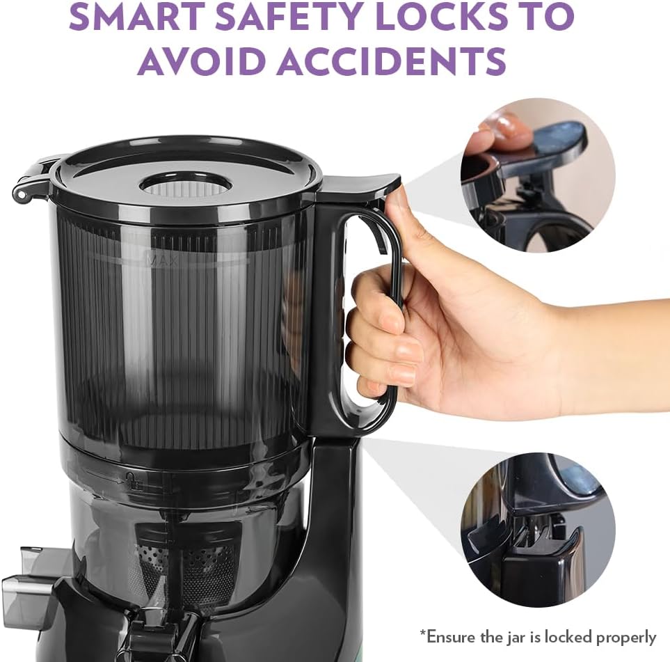 Borosil Vita Rich Cold Press Juicer | 250 Watts, 1.5 L Wide Mouth Hopper, 1 L Jug & Pulp Collector with Anti Drip Tap | Reverse Function for Pulp Cleaner, Auto Cut-Off for Safety | 2 Years Warranty