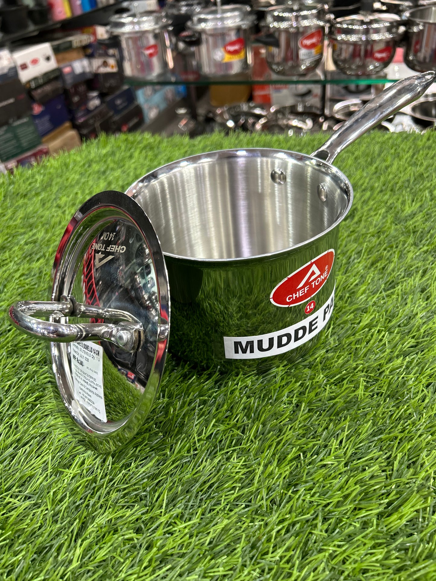 CHEFTONE  MUDDE PAN Triply 14 cm / 1.65 liter Stainless Steel Sauce Pan with SS 304 Lid | Healthy, Non Toxic | Milk Pan/Tea Pan | Induction Friendly | Stay Cool Handle | 5 Year Warranty