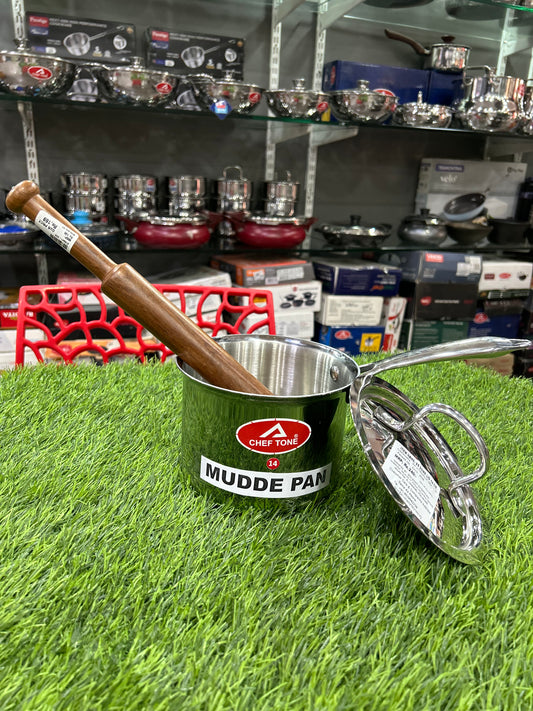 CHEFTONE  MUDDE PAN Triply 14 cm / 1.65 liter Stainless Steel Sauce Pan with SS 304 Lid | Healthy, Non Toxic | Milk Pan/Tea Pan | Induction Friendly | Stay Cool Handle | 5 Year Warranty