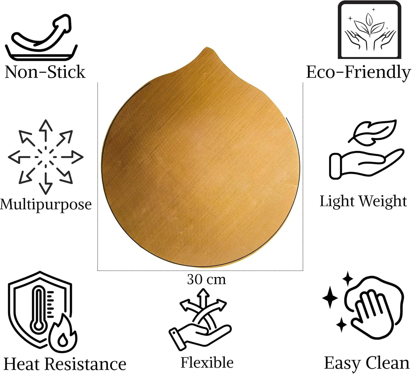 Premium Brown Round Roti Sheet, 2 Piece Holige Obbattu Silicone Baking Mat Set, Heat Resistant Reusable Food-Grade Backing Mat (Brown)
