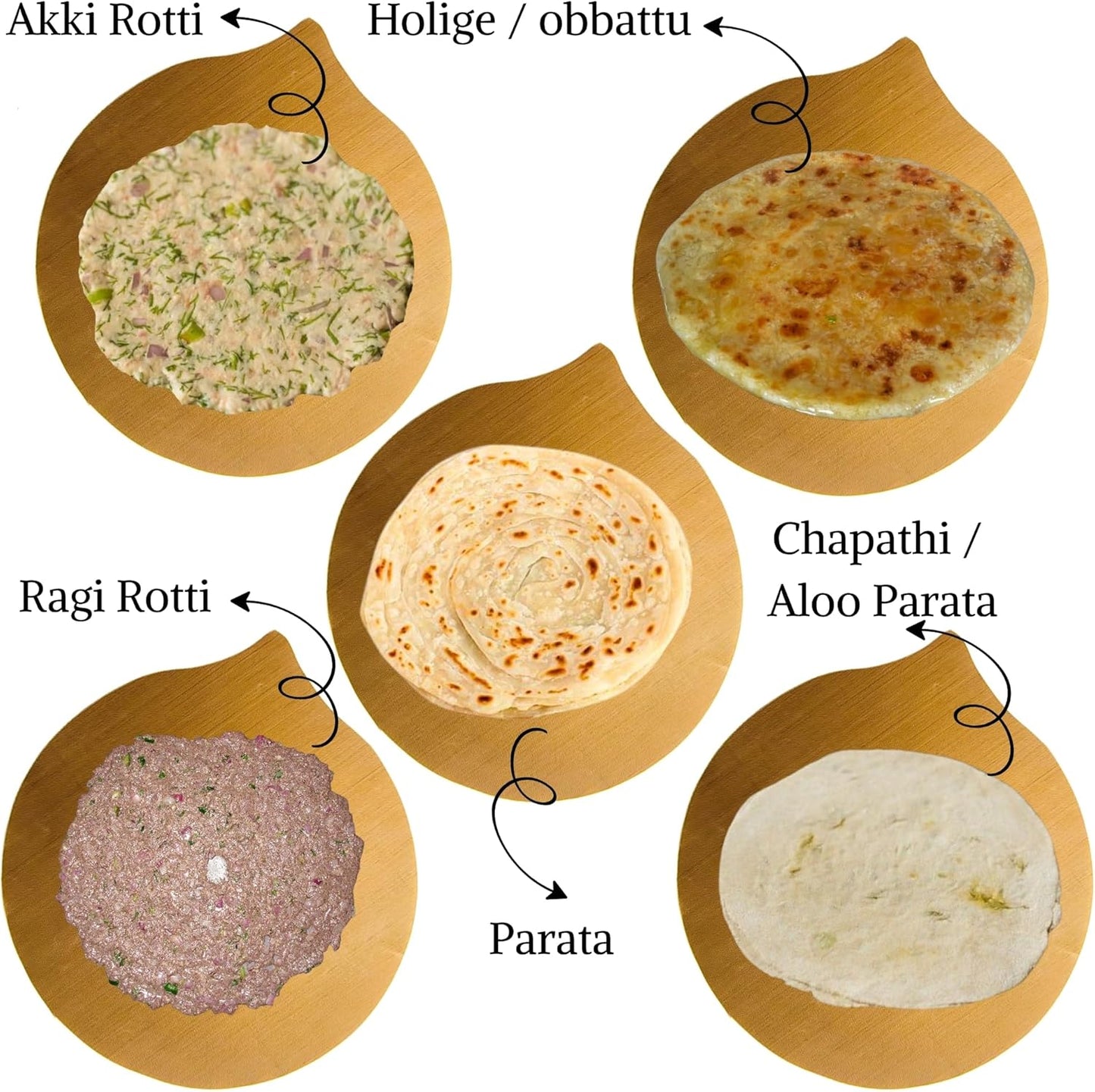 Premium Brown Round Roti Sheet, 2 Piece Holige Obbattu Silicone Baking Mat Set, Heat Resistant Reusable Food-Grade Backing Mat (Brown)