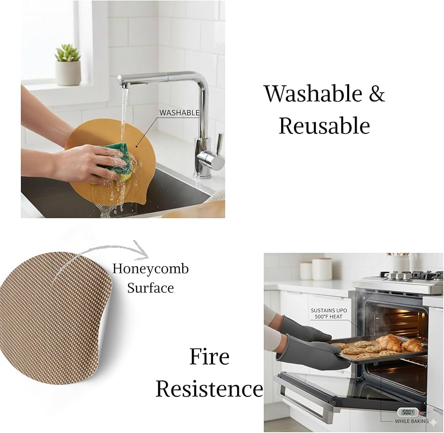 Premium Brown Round Roti Sheet, 2 Piece Holige Obbattu Silicone Baking Mat Set, Heat Resistant Reusable Food-Grade Backing Mat (Brown)