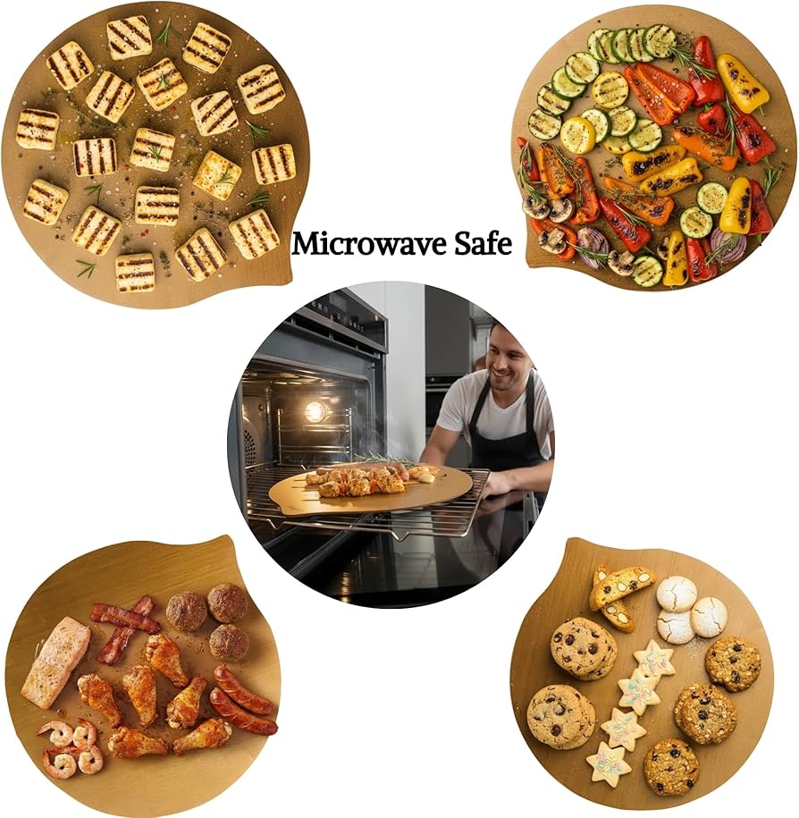 Premium Brown Round Roti Sheet, 2 Piece Holige Obbattu Silicone Baking Mat Set, Heat Resistant Reusable Food-Grade Backing Mat (Brown)