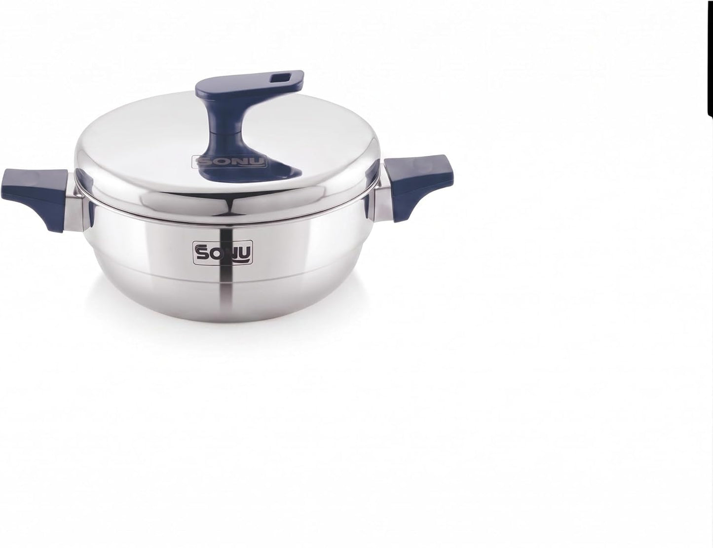 Sonu Trois Triply Stainless Steel Multi-Kadai| Idli Maker, Dhokla Steamer, Appam/Paniyaram Plate, Steaming Plates | Gas & Induction Compatible | Heavy Gauge Tri-Ply Cook Pot size-8