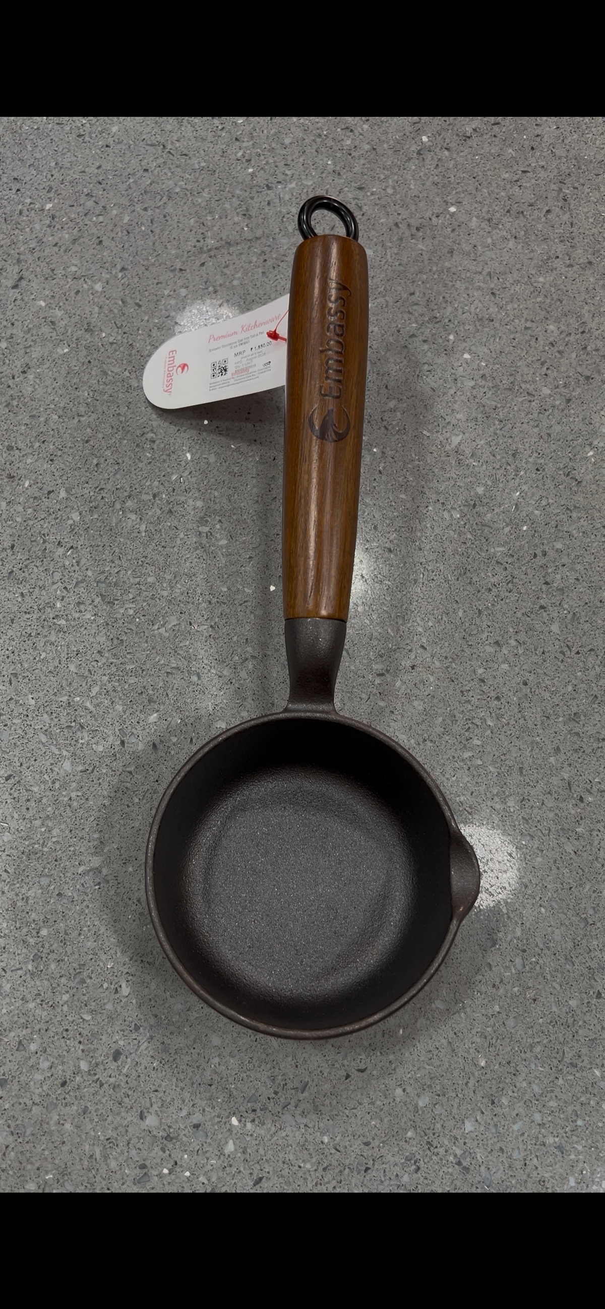 Embassy Cast Iron Tadka Pan with Wooden Handle size-10 cm.!