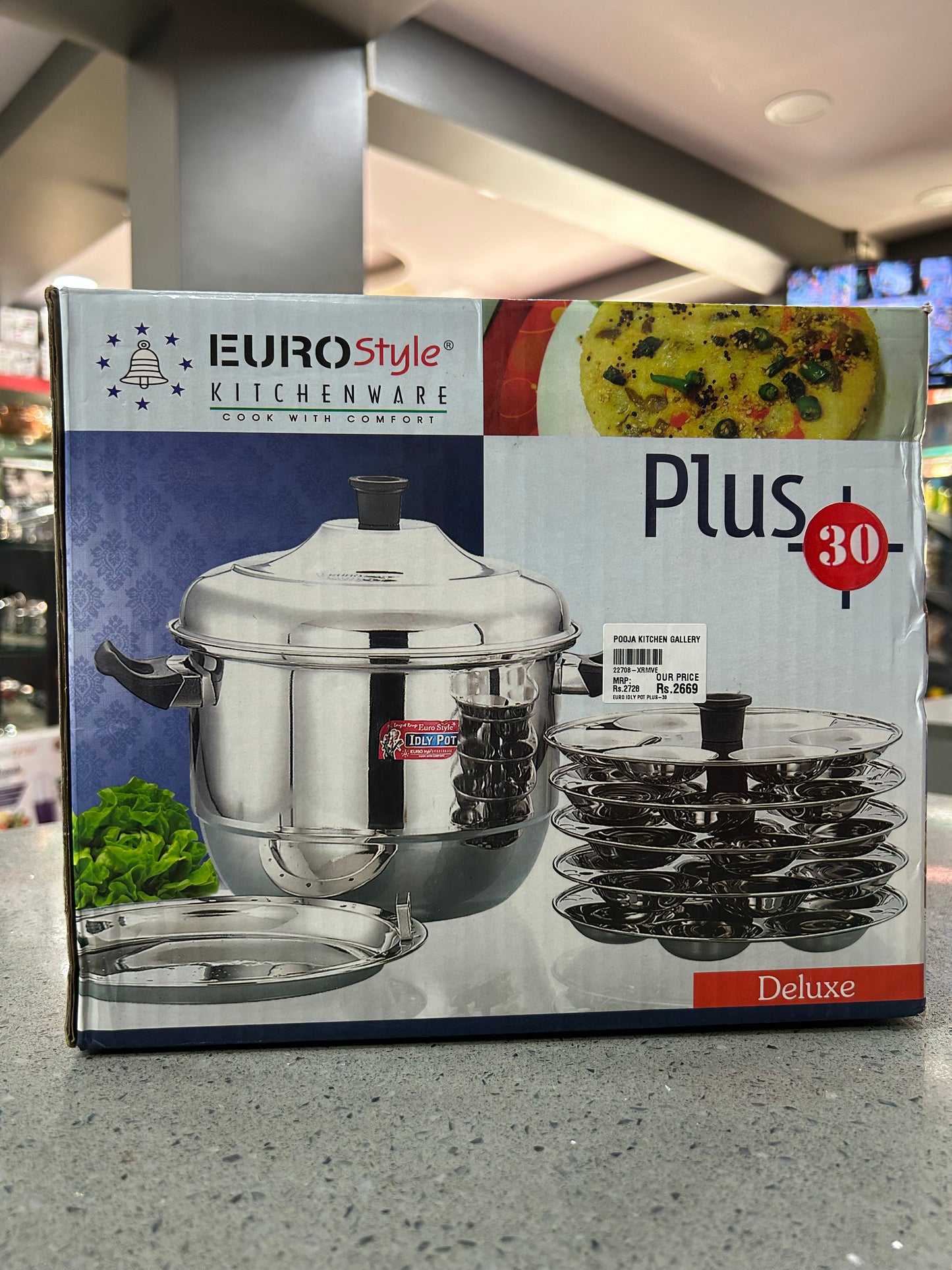 EuroStyle Plus 30 Idli Cookware Stainless Steel - 5 Idli Plates, 1 Steamer Plate, Ideal for Idli, Dhokla & Vegetable Steaming (EUS_Plus_30)