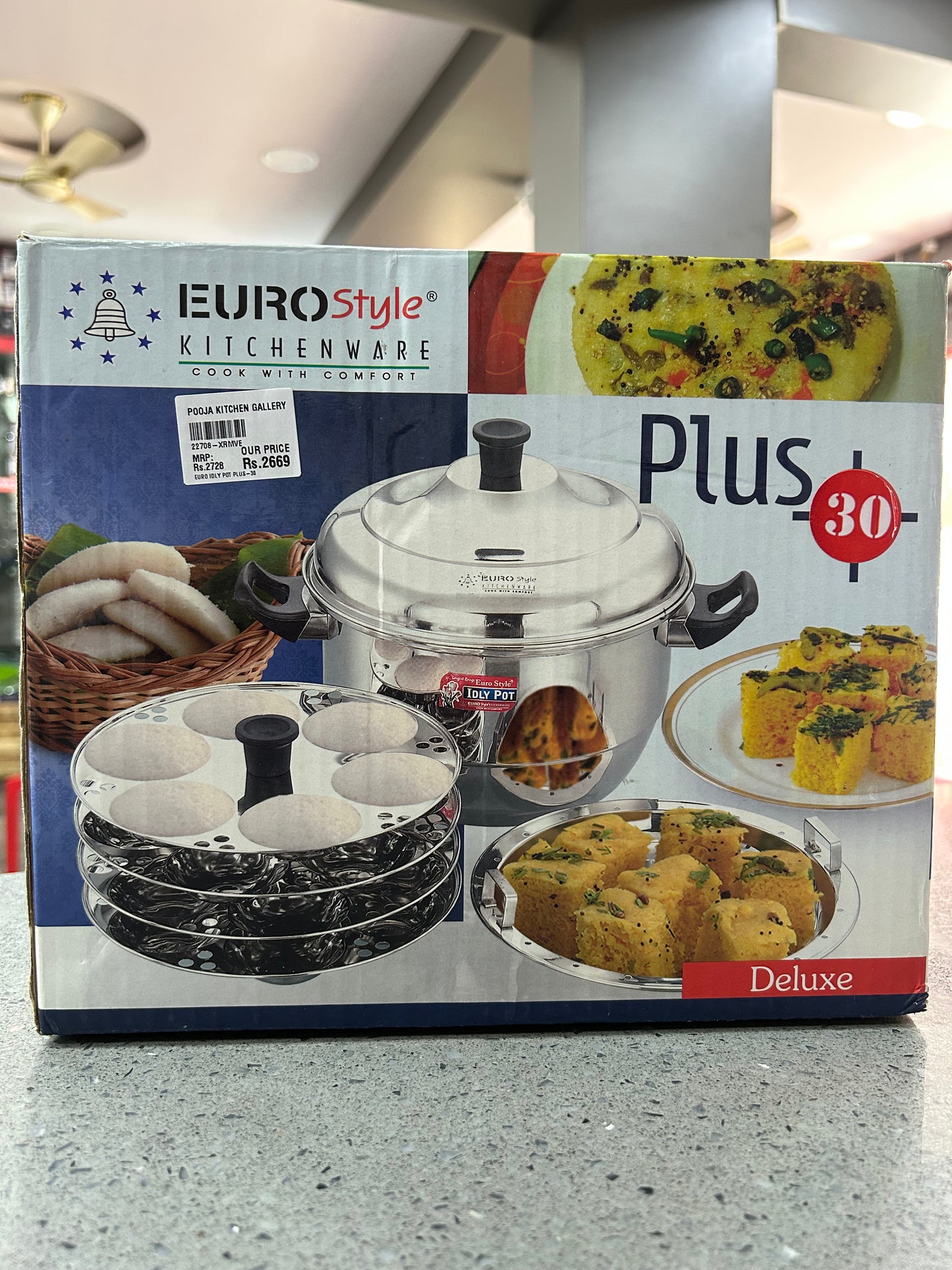 EuroStyle Plus 30 Idli Cookware Stainless Steel - 5 Idli Plates, 1 Steamer Plate, Ideal for Idli, Dhokla & Vegetable Steaming (EUS_Plus_30)