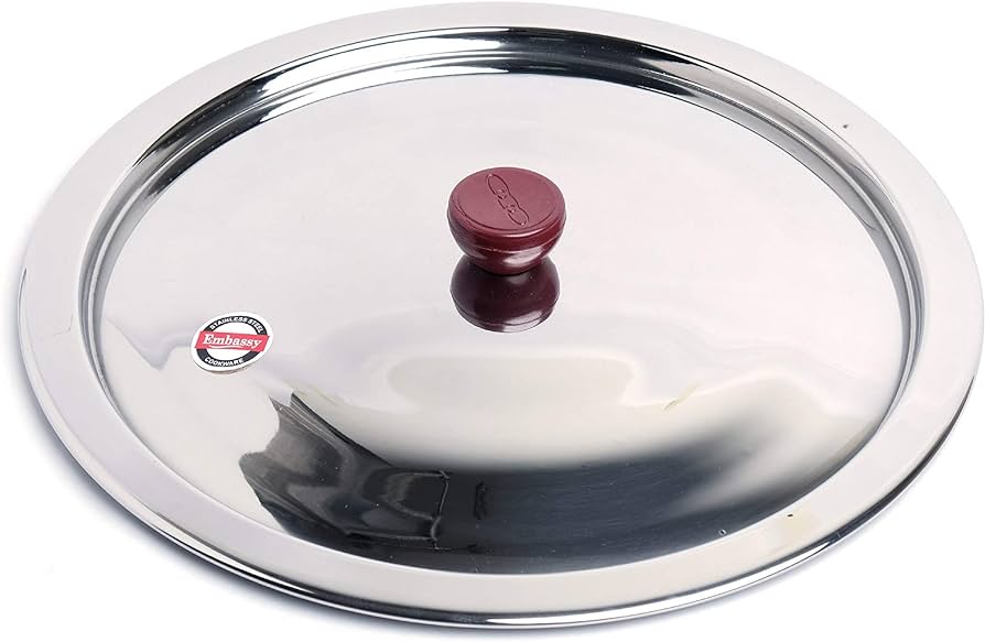 Embassy Stainless Steel Multipurpose Lid/Cover with Knob, Size 2, 20.8 cms (Lids for Utensils, Tawas, Kadhai, Topes, Pots and Pans)