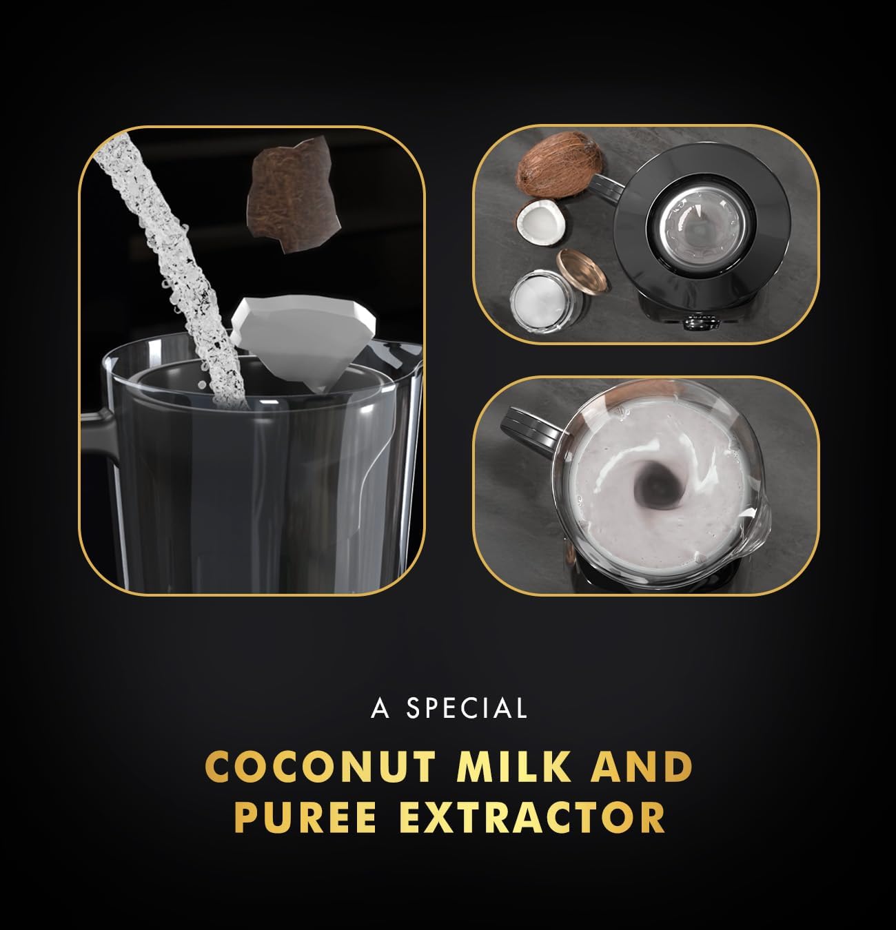 Sujata MG03 Mixer Grinder|1000 Watts Double Ball Bearing Motor|24000 RPM|Non-Stop 90 Mins Running|4 Jars including 1750ml Blender with Coconut Milk Extractor, 1500ml, 1000ml, 500ml Jar| (Black)