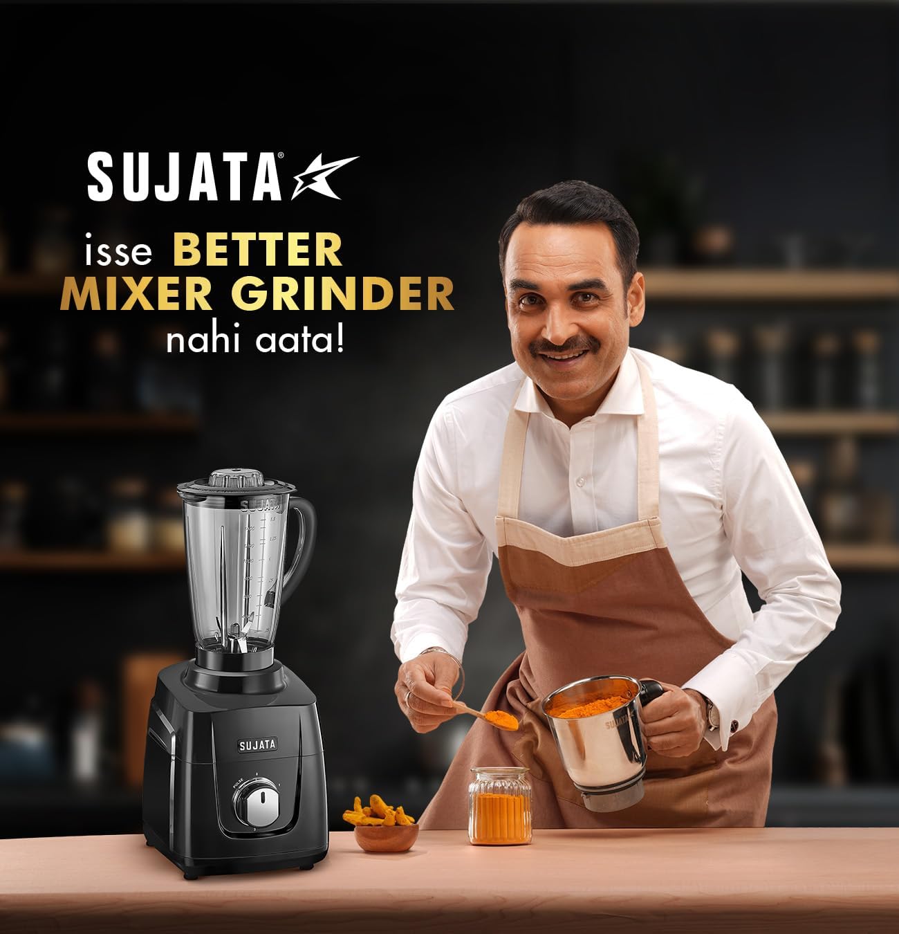 Sujata MG01 Mixer Grinder|1000 Watts Double Ball Bearing Motor|24000 RPM| Non-Stop 90 Mins Running|3 Jars including 1750ml Blender, 1000ml Grinder, 500ml Chutney Jar| (Black)