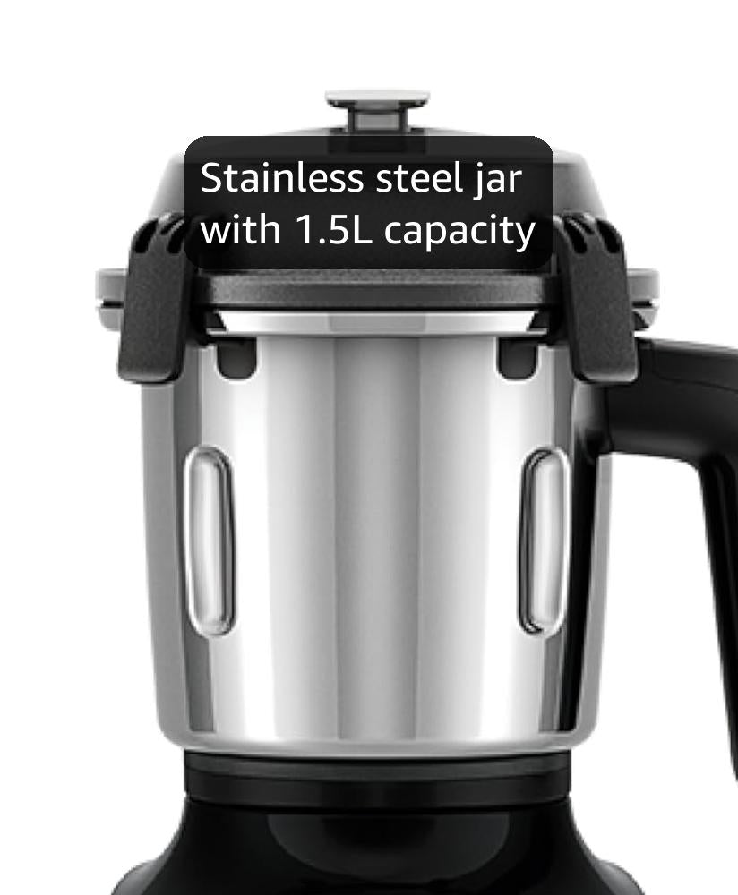 Atomberg Zenova Mixer Grinder | Unique Coarse Mode for Silbatta-like Texture | Intelligent BLDC Motor | Safety Features | 4 Jars including Chopper | Hands-Free Operation (Red Wine)