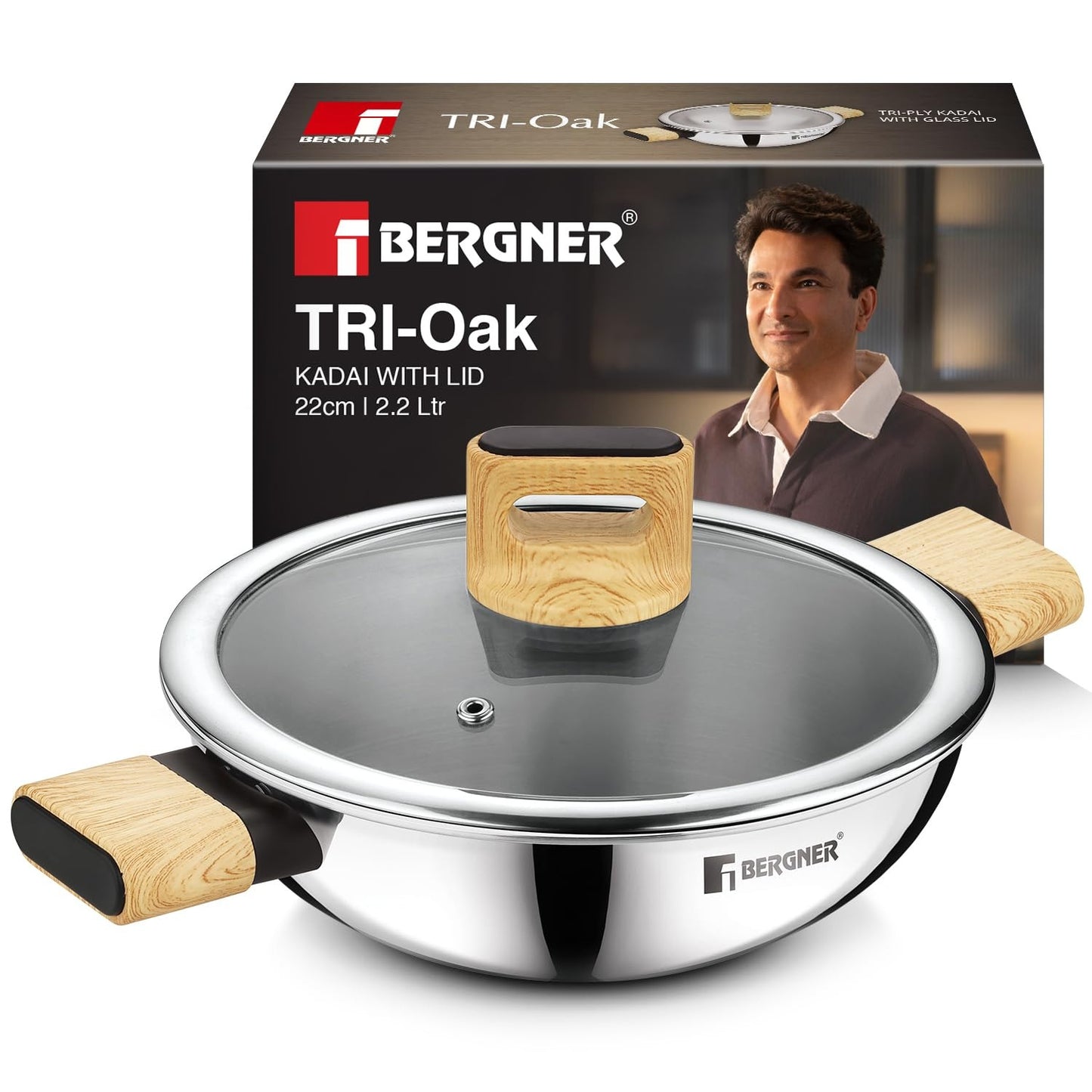 Berger TRI-Oak Kadai with Glass Lid