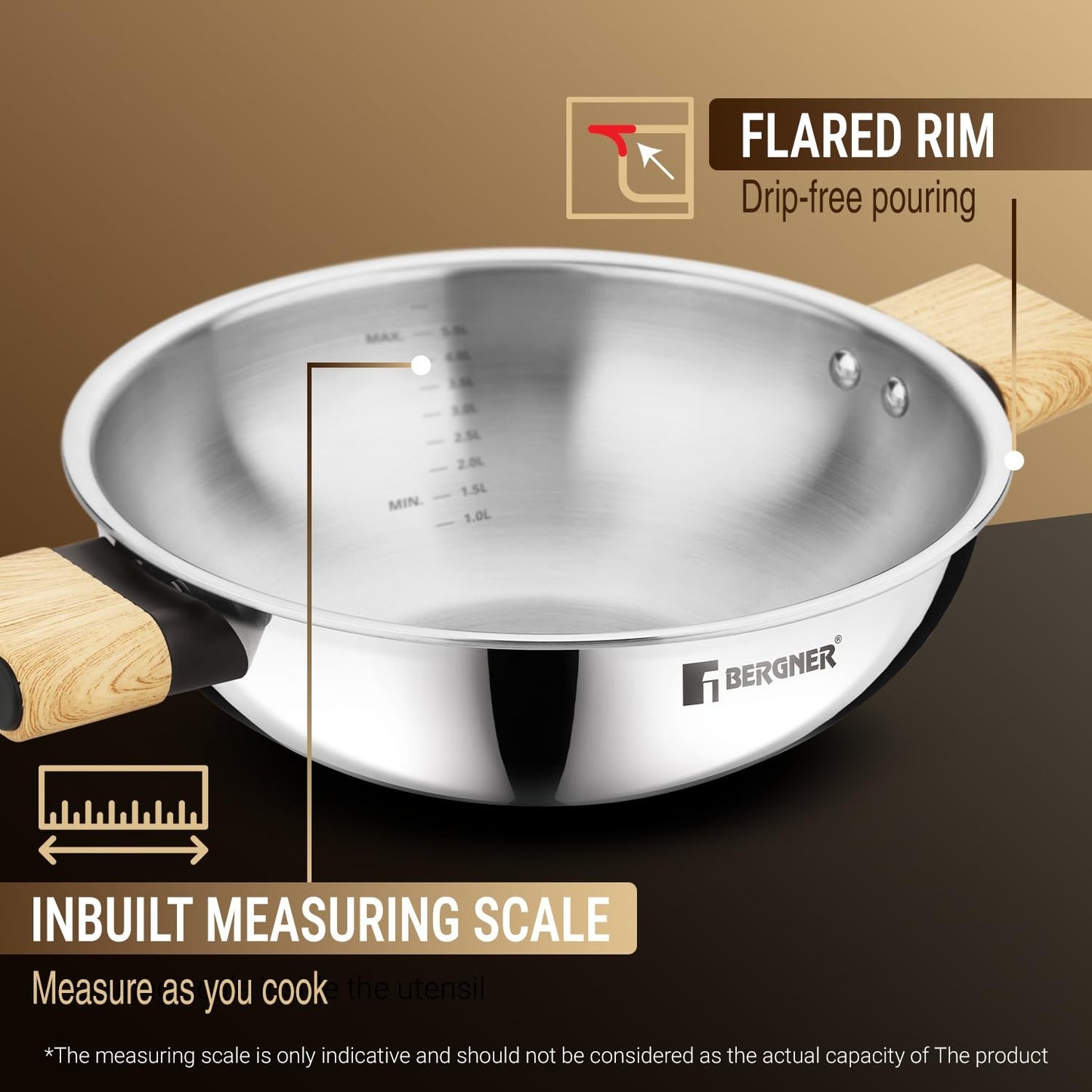 Berger TRI-Oak Kadai with Glass Lid