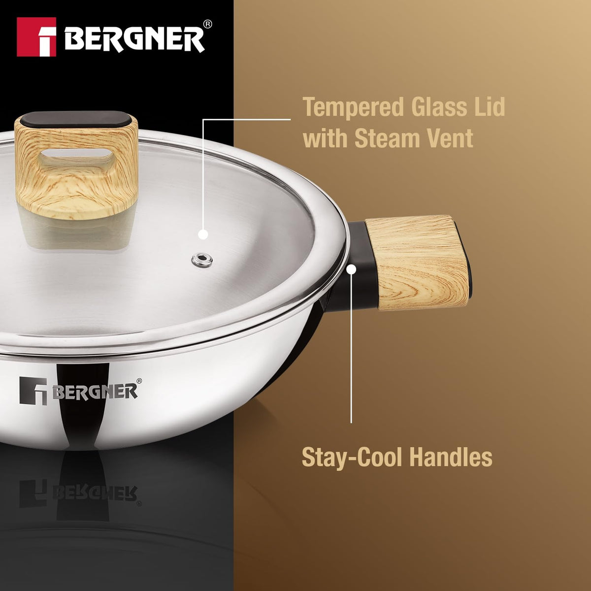 Berger TRI-Oak Kadai with Glass Lid
