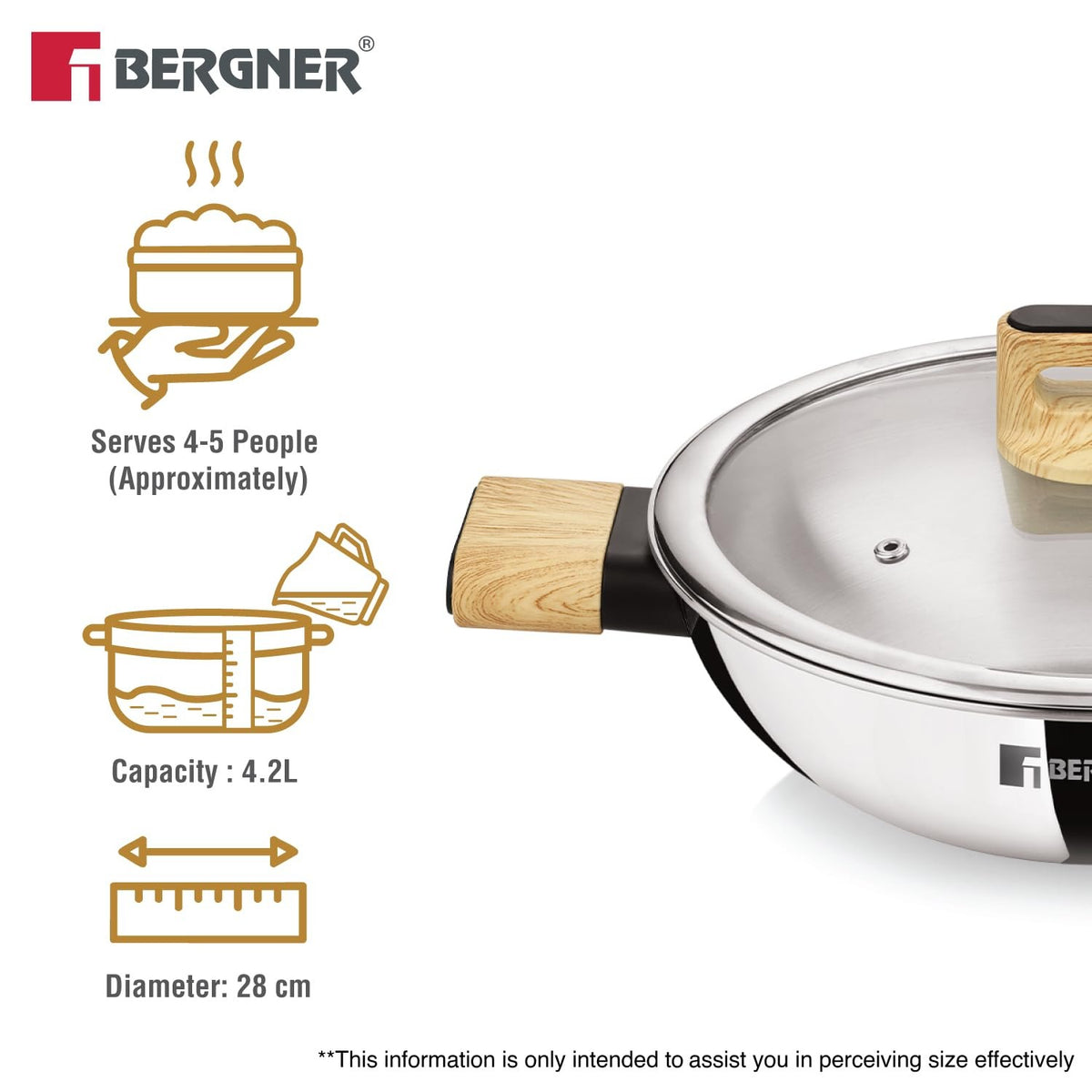 Berger TRI-Oak Kadai with Glass Lid