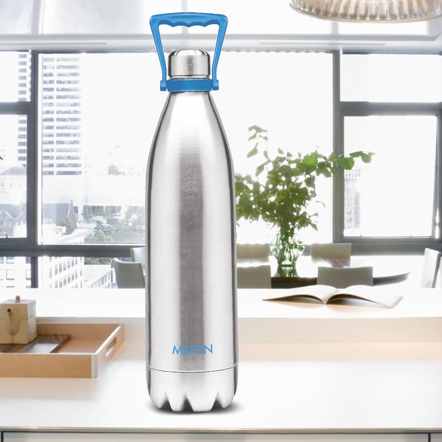MILTON Duo DLX Thermosteel Bottle, Water Bottles, 24 Hours Hot and Cold, Easy to Carry, Easy Grip, Rust Proof, Tea, Coffee, Office, Travel Bottle, Silver