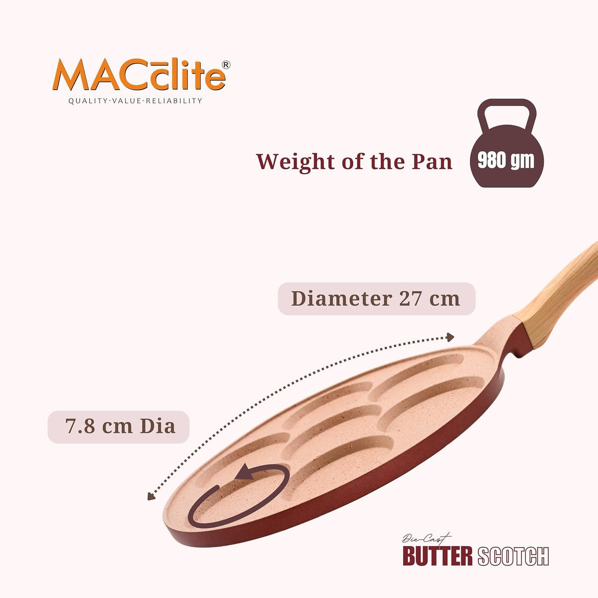 Macclite Uttappam / Tikki Pancake Tawa Butter Scotch / 7 Cavity