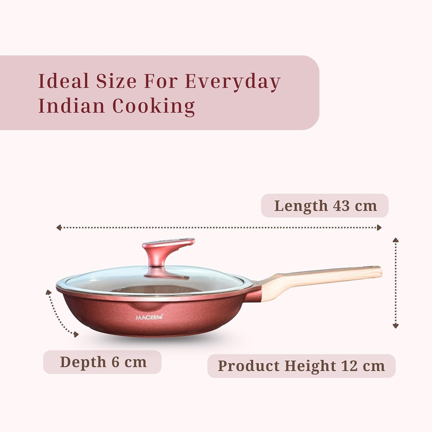 Macclite Triumph Frying Pan With Glass Lid Butter Scotch