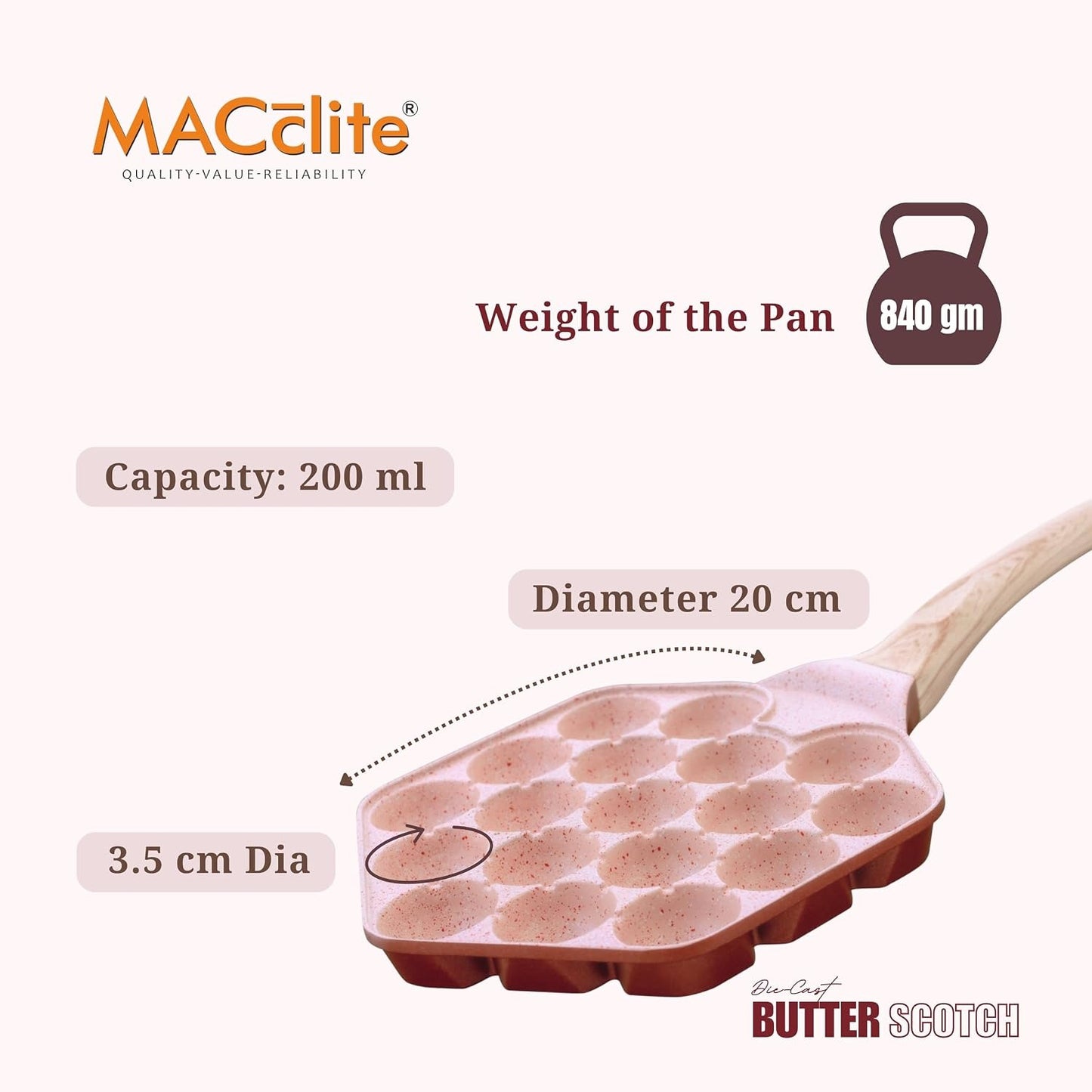 Macclite Triumph Hexa Appe / Muffin Pan Butter Scotch
