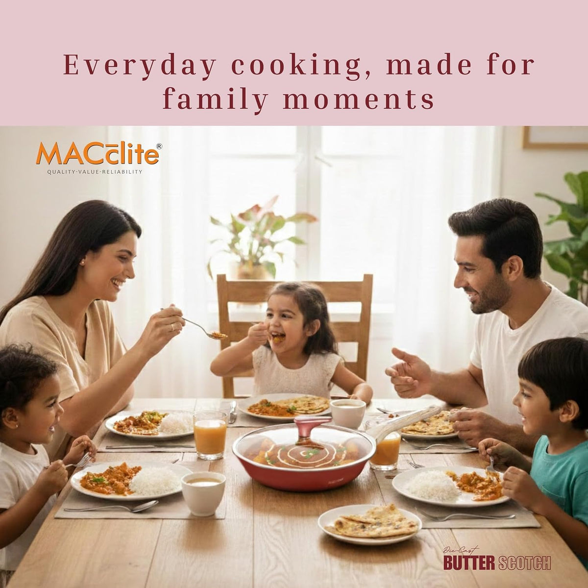 Macclite Triumph Frying Pan With Glass Lid Butter Scotch