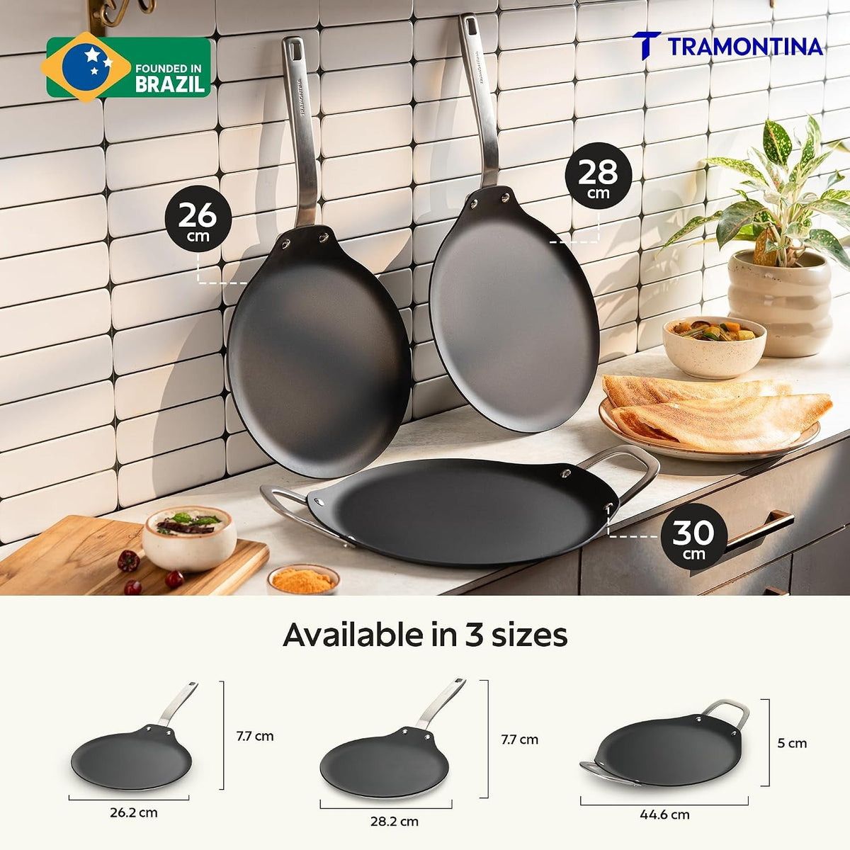 Tramontina Iron Alloy Heritage Dosa Tawa 28 cm | Black