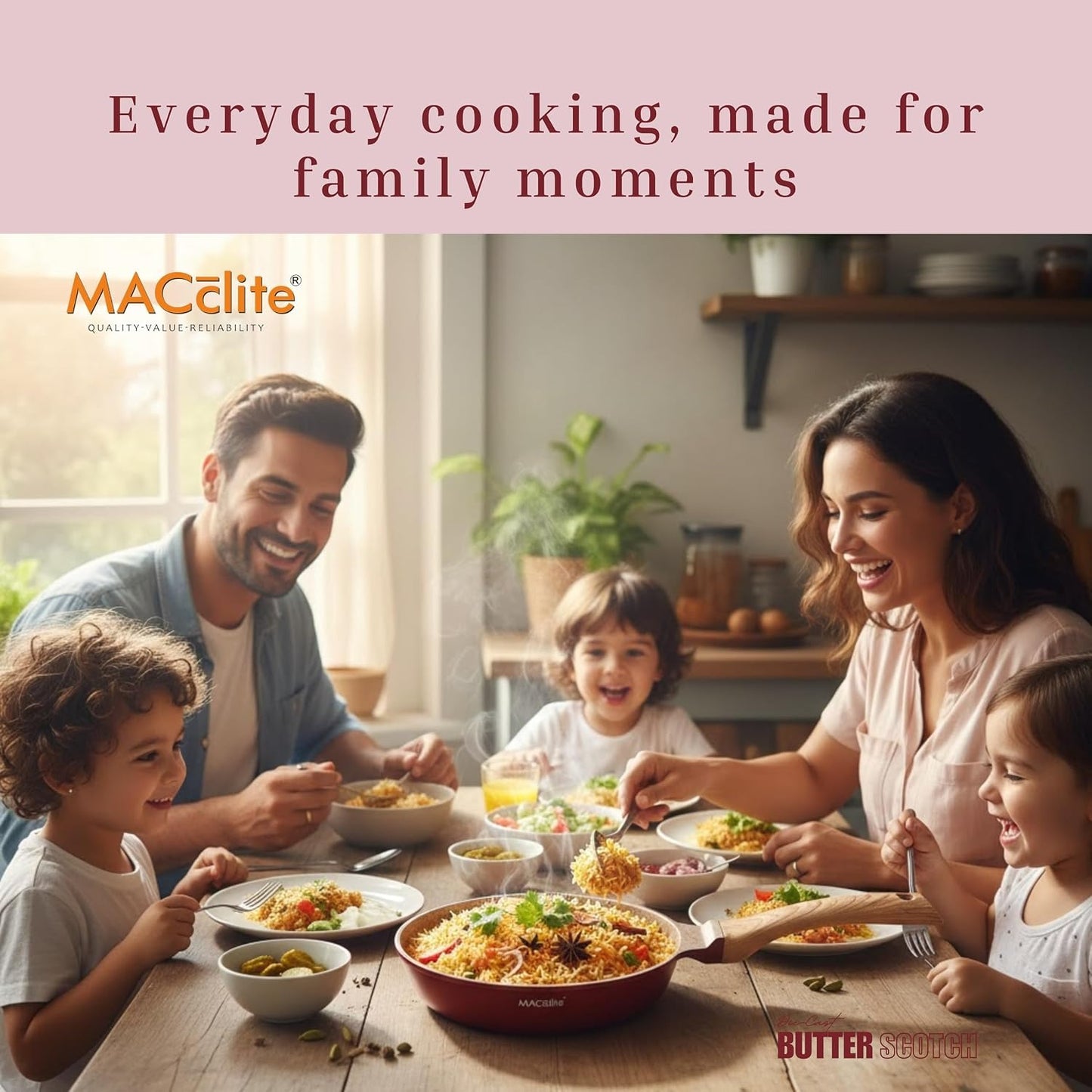 Macclite Frying Pan With Glass Lid Butter Scotch