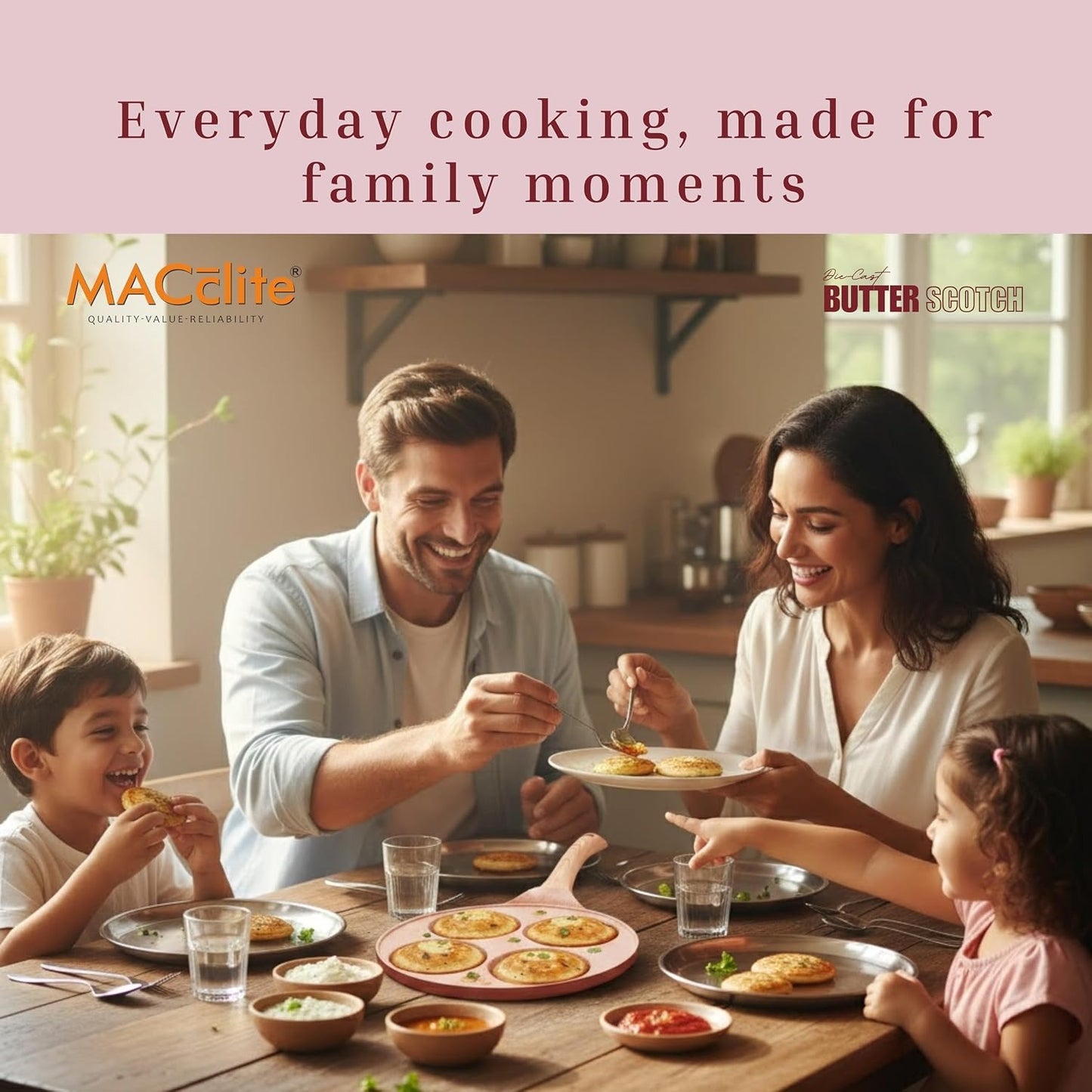 Macclite Mini Uttappam / Tikki Pancake Tawa Butter Scotch / 4 Cavity