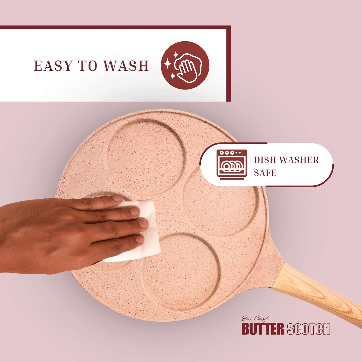 Macclite Mini Uttappam / Tikki Pancake Tawa Butter Scotch / 4 Cavity