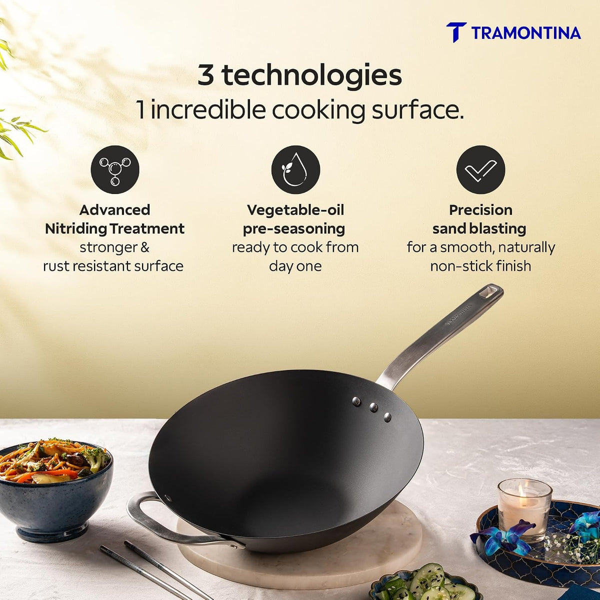 Tramontina Iron Alloy Heritage Wok 30 cm | Black