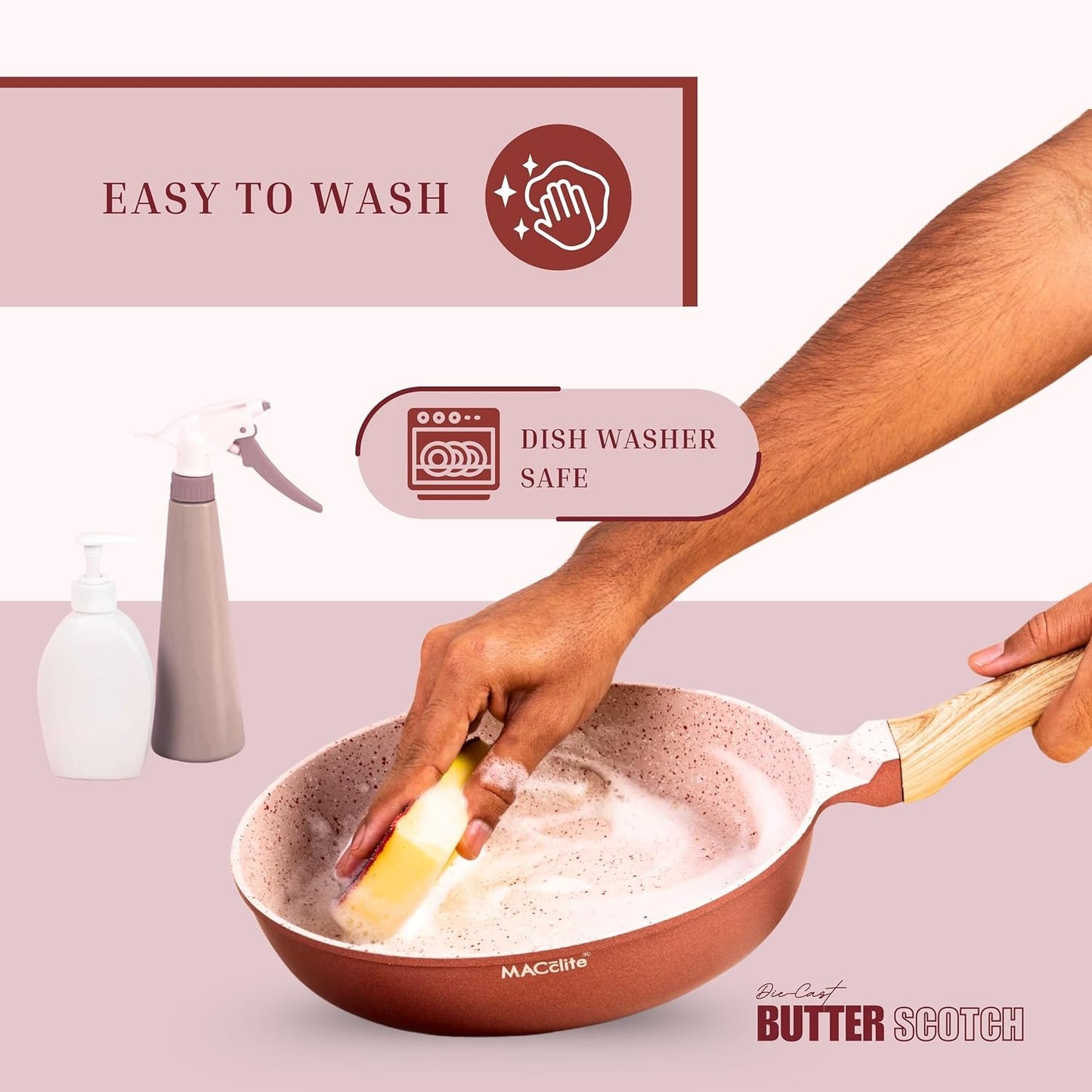 Macclite Frying Pan With Glass Lid Butter Scotch