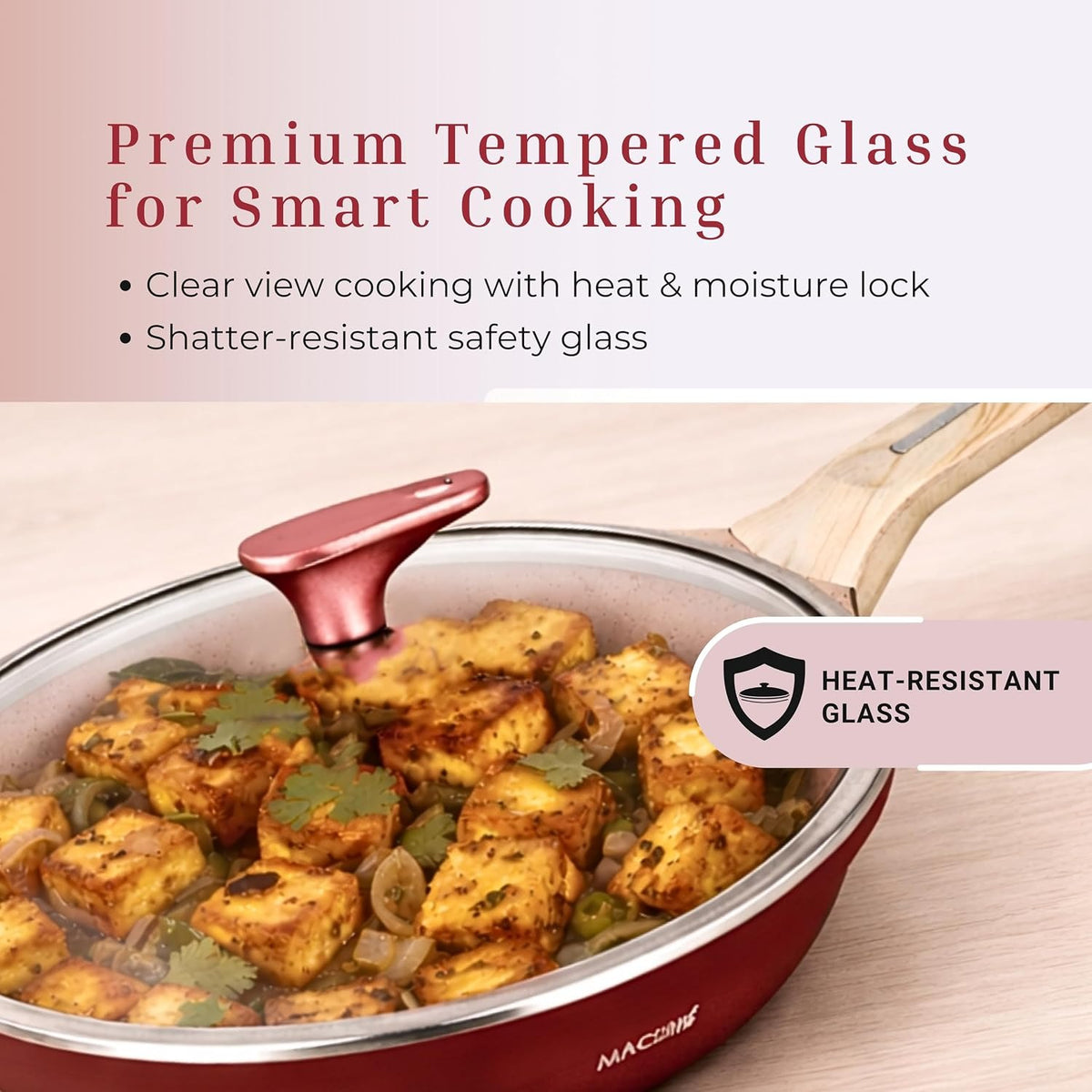 Macclite Triumph Frying Pan With Glass Lid Butter Scotch