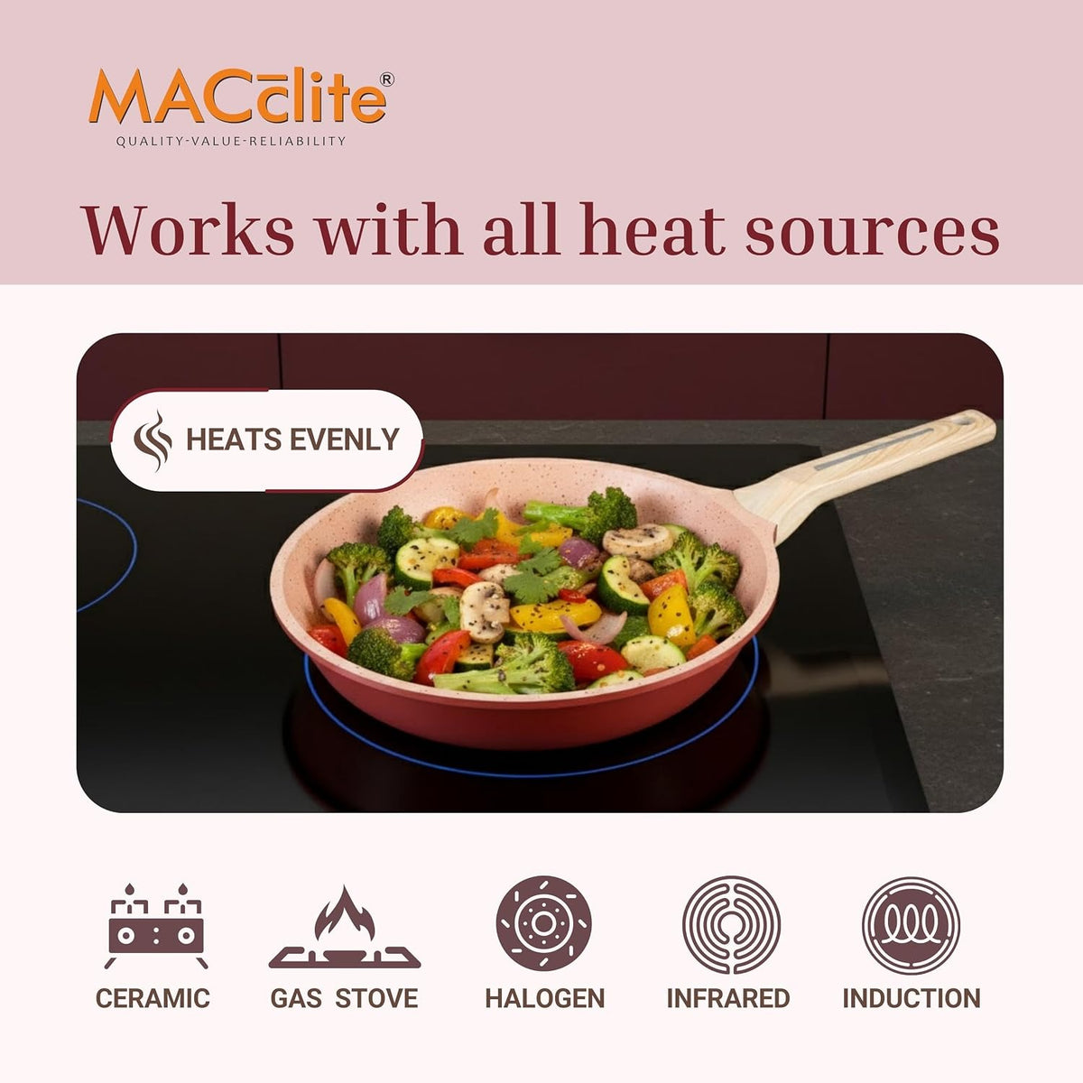 Macclite Triumph Frying Pan With Glass Lid Butter Scotch
