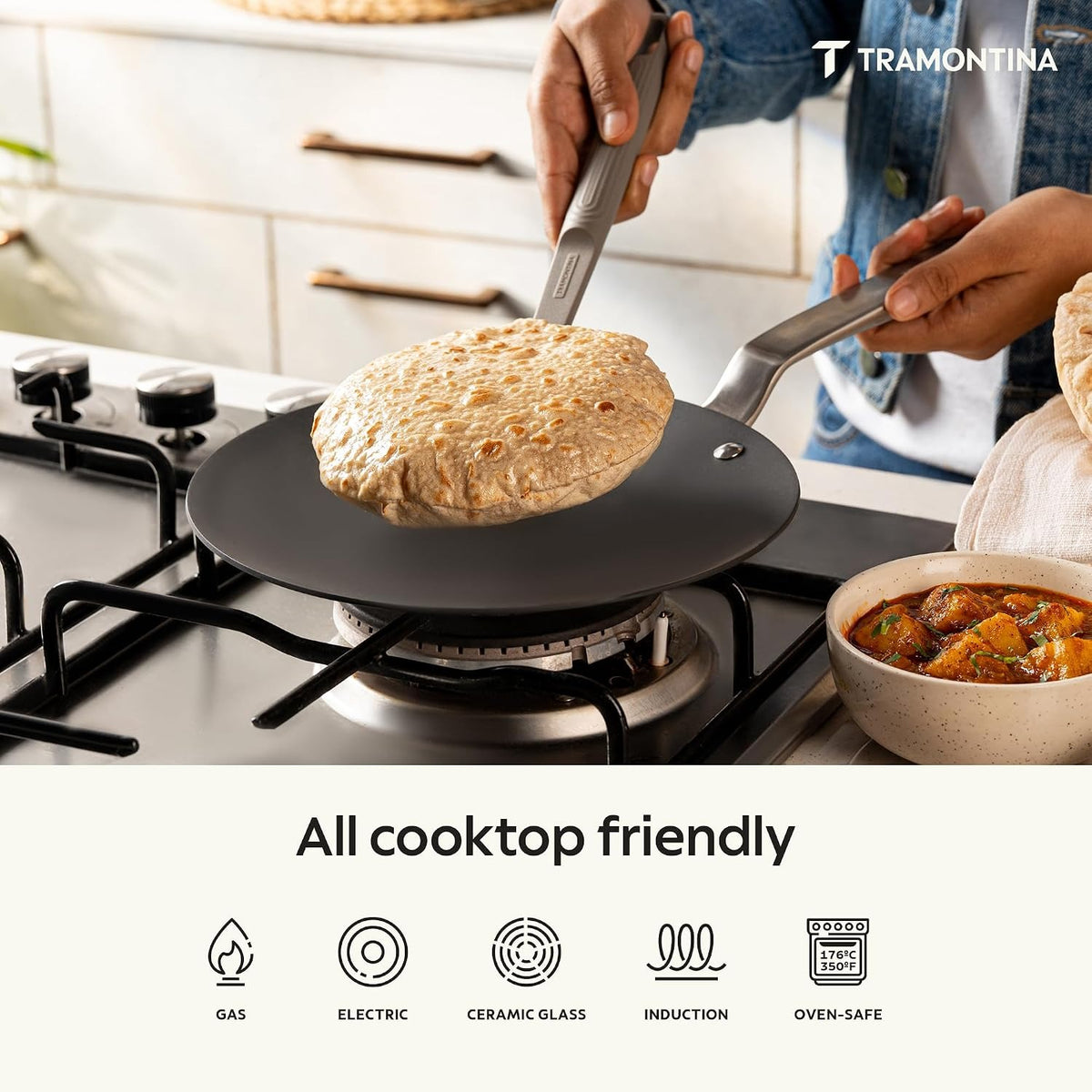 Tramontina Iron Alloy Heritage Roti Tawa 26 cm | Black