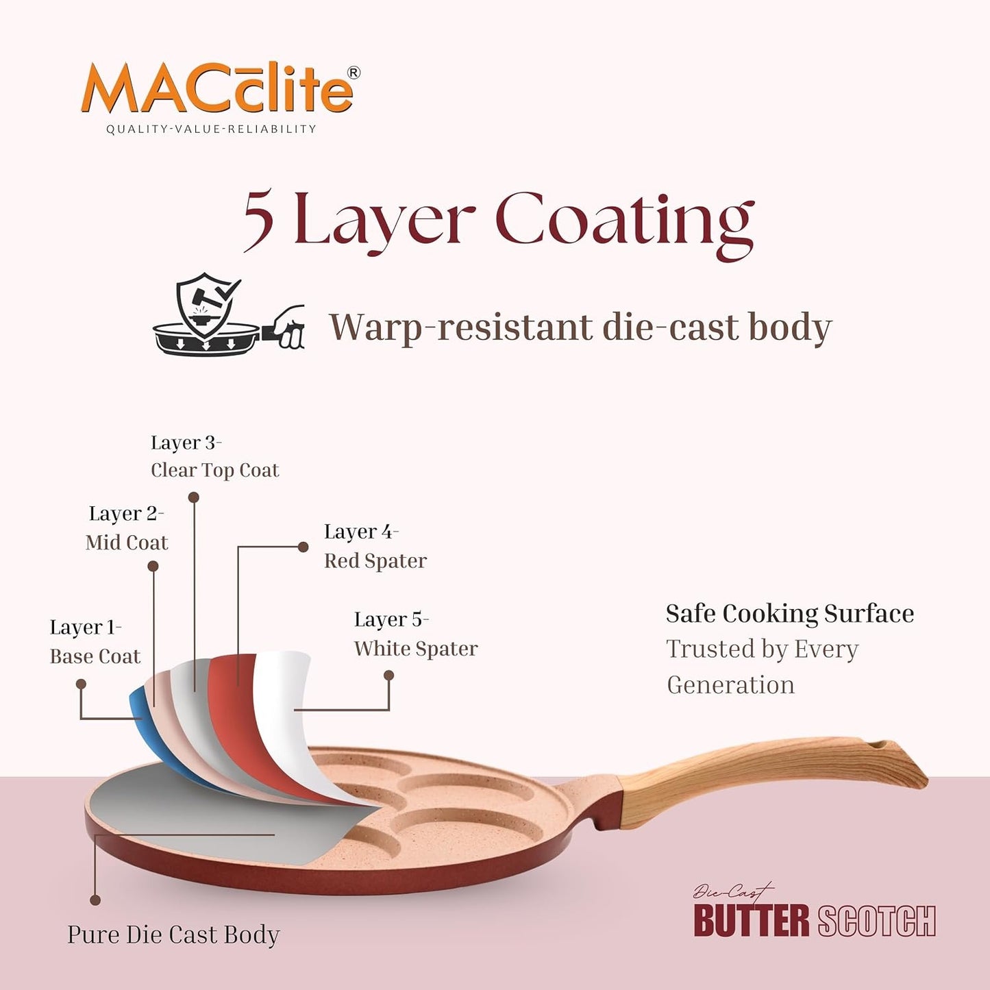 Macclite Uttappam / Tikki Pancake Tawa Butter Scotch / 7 Cavity